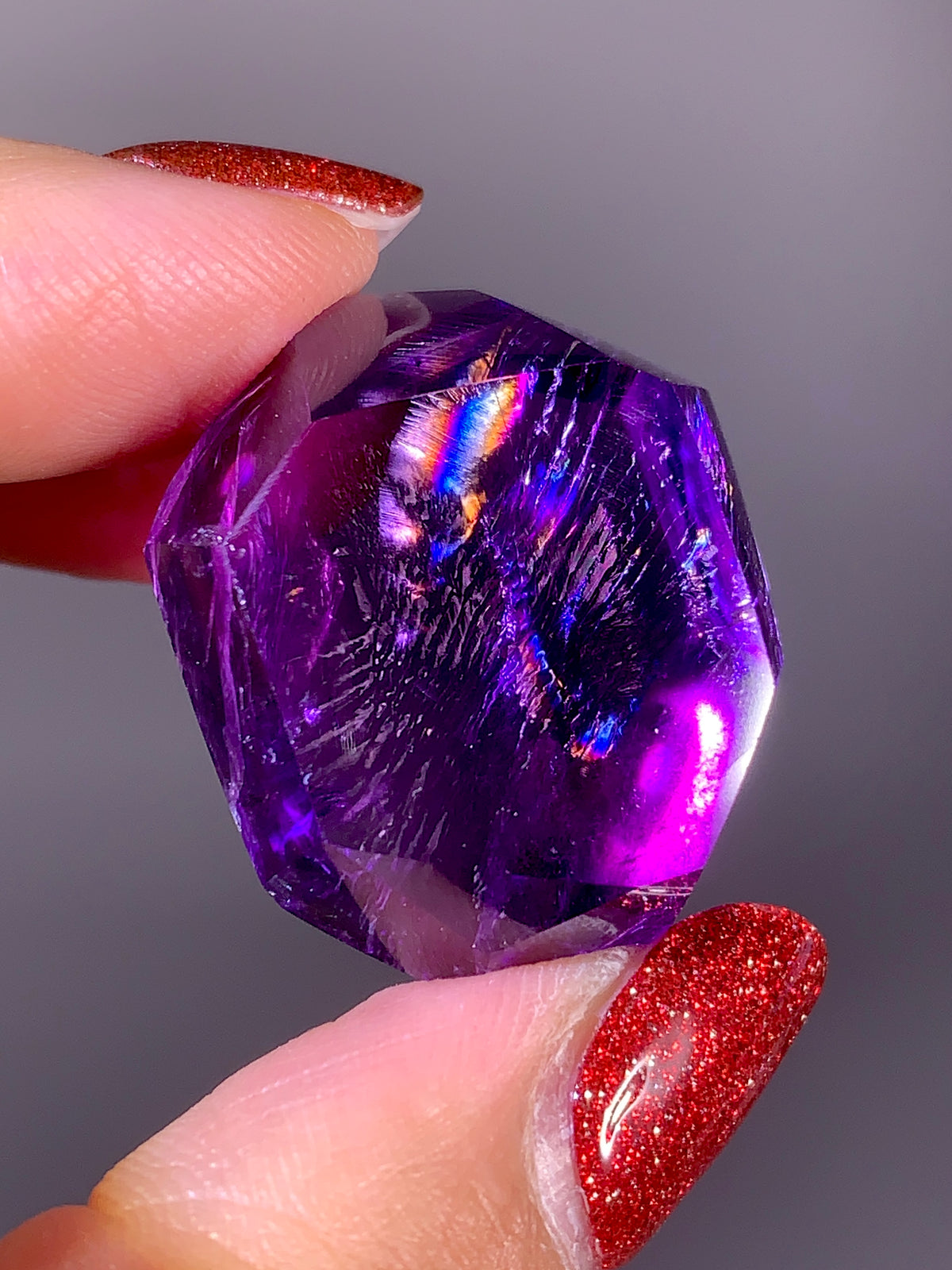 High-Quality Natural Rainbow & God's Fingerprint Amethyst Freeform | Brazil