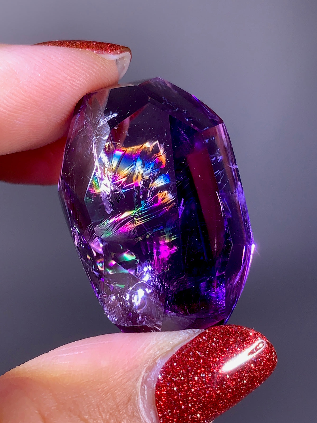 High-Quality Natural Rainbow & God's Fingerprint Amethyst Freeform | Brazil