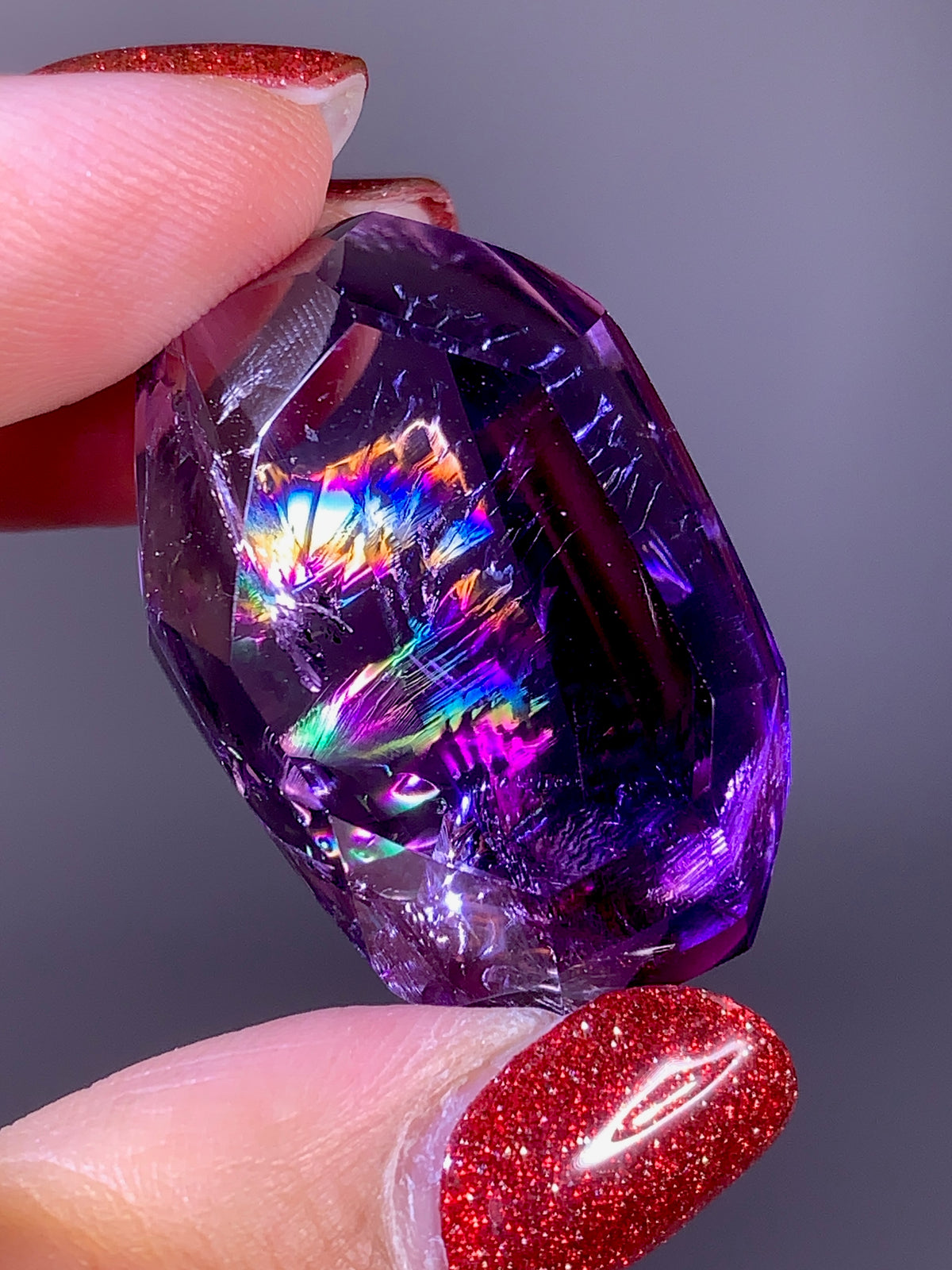 High-Quality Natural Rainbow & God's Fingerprint Amethyst Freeform | Brazil