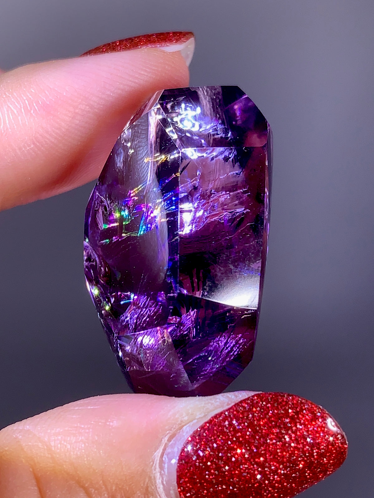 High-Quality Natural Rainbow & God's Fingerprint Amethyst Freeform | Brazil