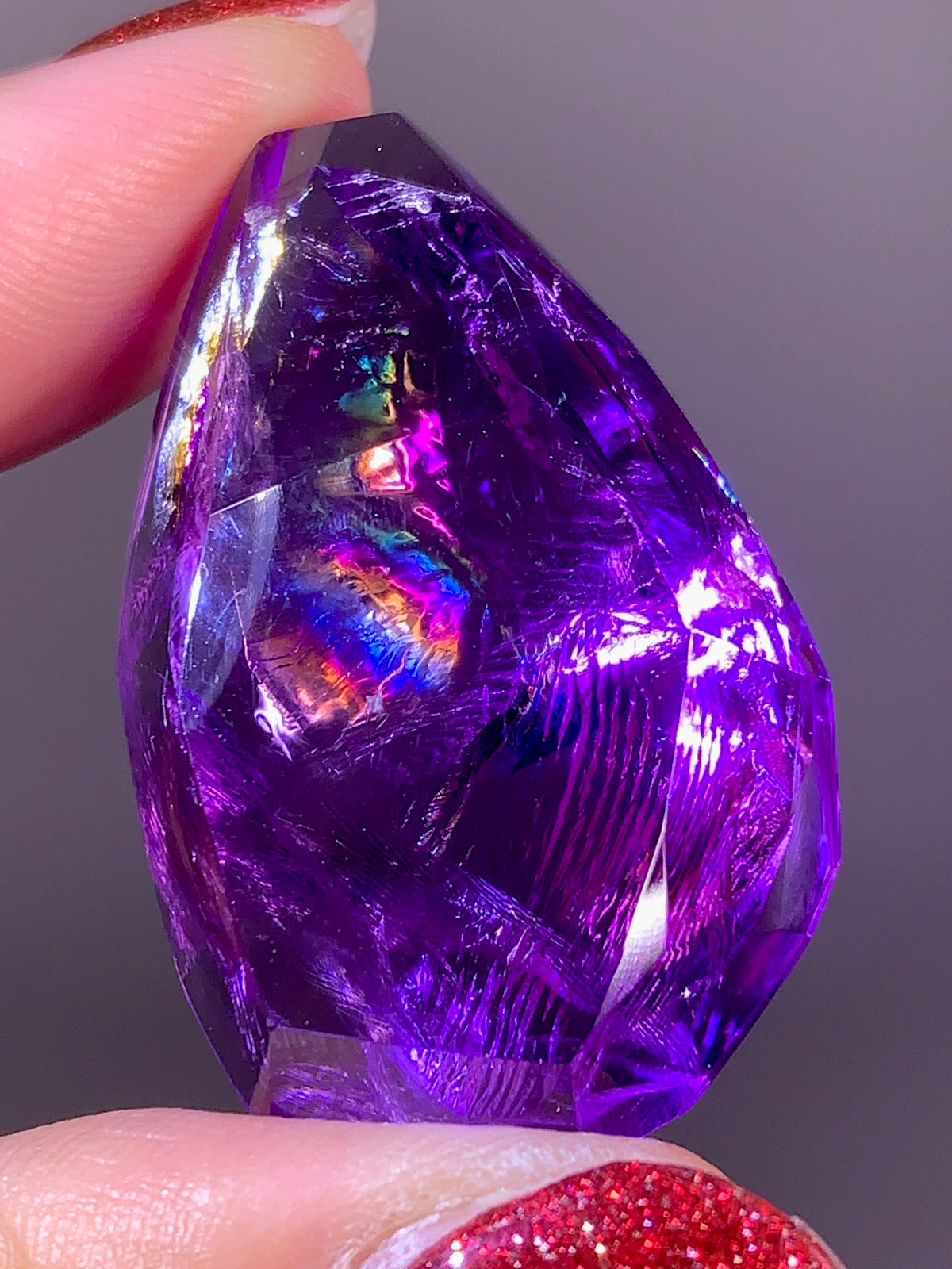 High-Quality Natural Rainbow & God's Fingerprint Amethyst Freeform | Brazil