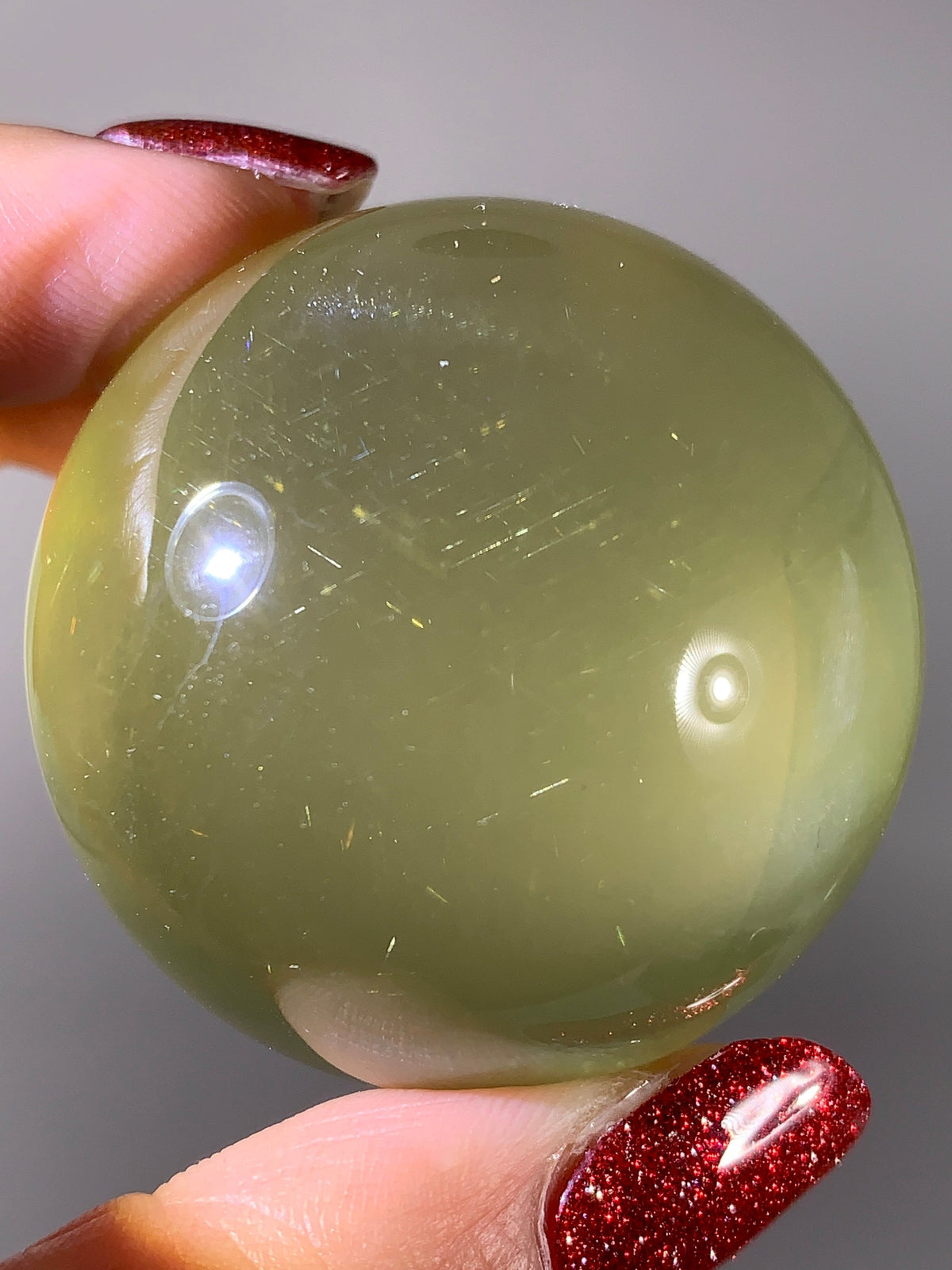 Collector-Grade Natural Citrine Sphere with Dancing Rutile & Sparkling Mica Inclusions | Mozambique Quartz