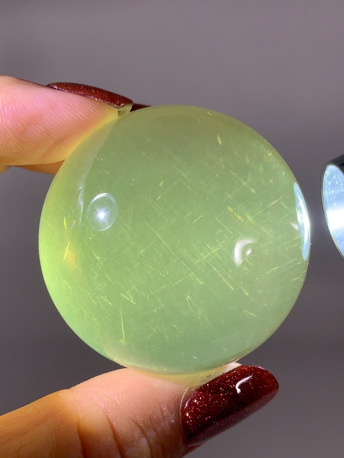 Collector-Grade Natural Citrine Sphere with Dancing Rutile & Sparkling Mica Inclusions | Mozambique Quartz