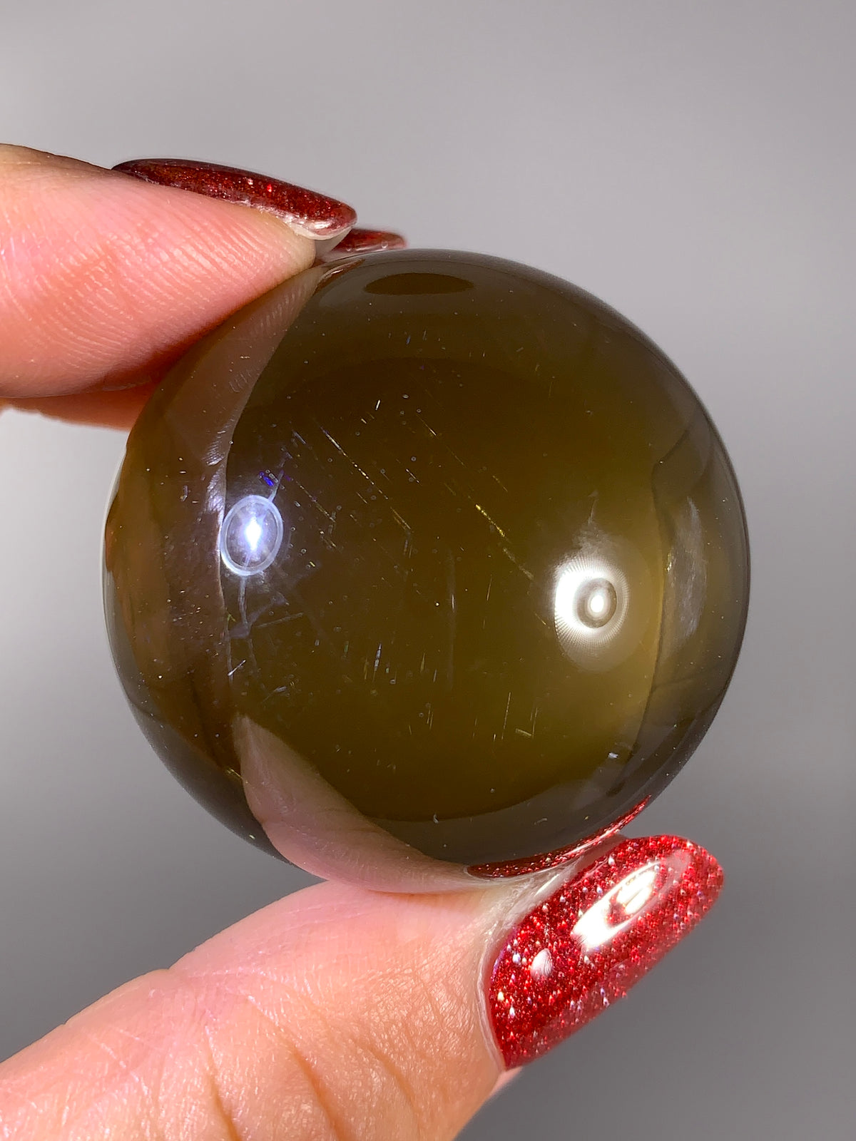Collector-Grade Natural Citrine Sphere with Dancing Rutile & Sparkling Mica Inclusions | Brazilian Quartz