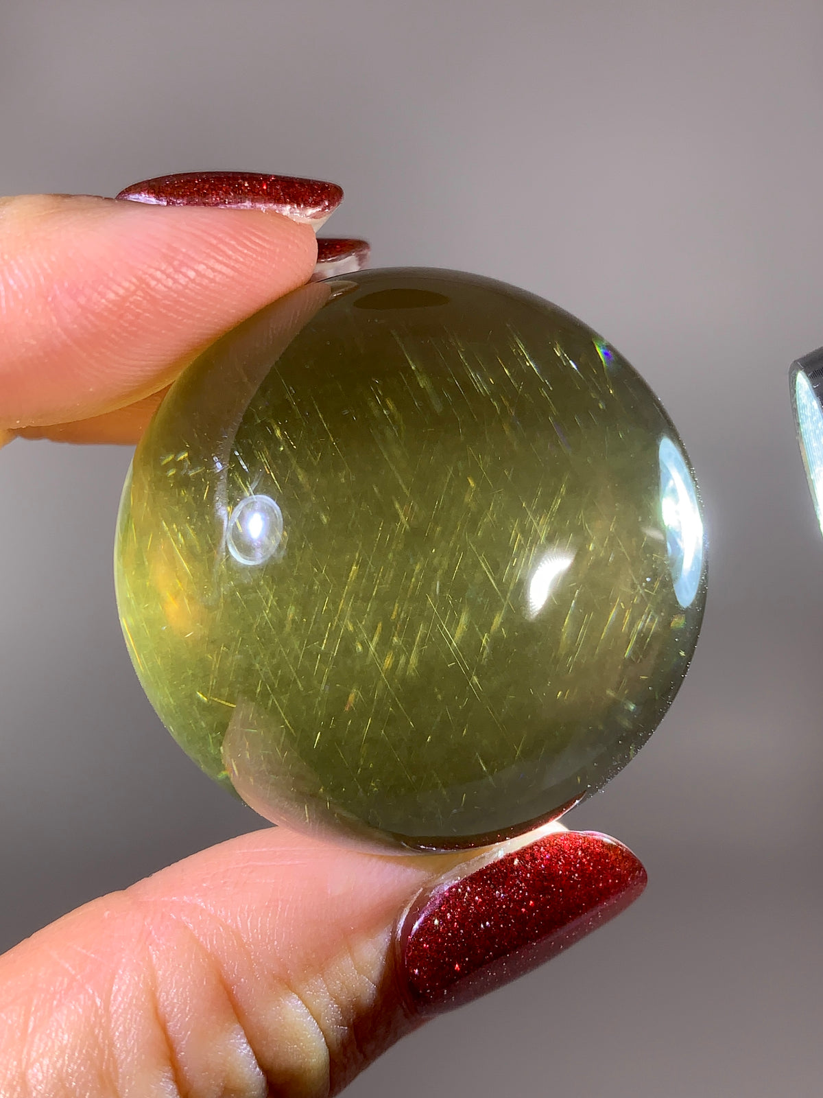 Collector-Grade Natural Citrine Sphere with Dancing Rutile & Sparkling Mica Inclusions | Brazilian Quartz