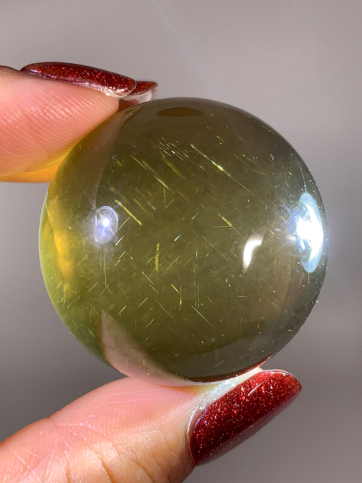 Collector-Grade Natural Citrine Sphere with Dancing Rutile & Sparkling Mica Inclusions | Brazilian Quartz