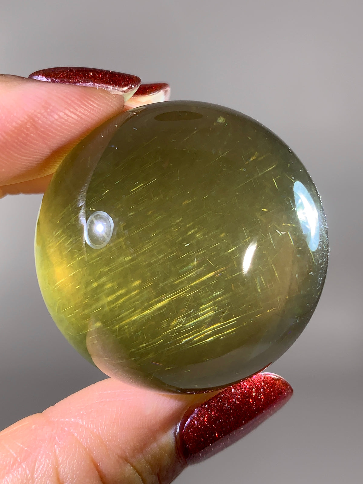 Collector-Grade Natural Citrine Sphere with Dancing Rutile & Sparkling Mica Inclusions | Brazilian Quartz