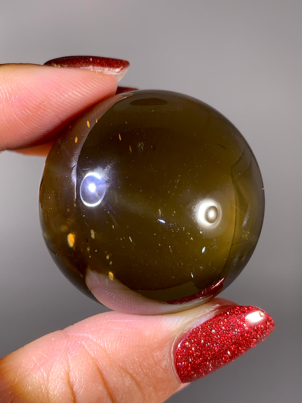 Collector-Grade Natural Citrine Sphere with Dancing Rutile & Sparkling Mica Inclusions | Brazilian Quartz