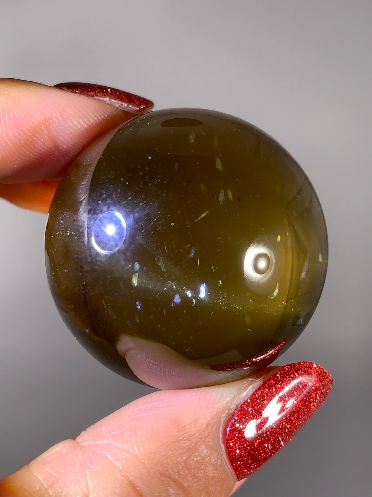 Collector-Grade Natural Citrine Sphere with Dancing Rutile & Sparkling Mica Inclusions | Brazilian Quartz
