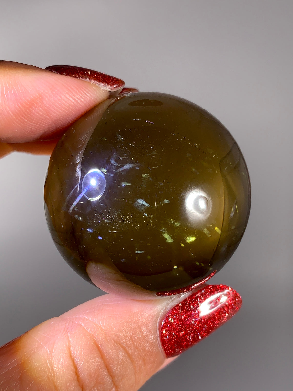 Collector-Grade Natural Citrine Sphere with Dancing Rutile & Sparkling Mica Inclusions | Brazilian Quartz
