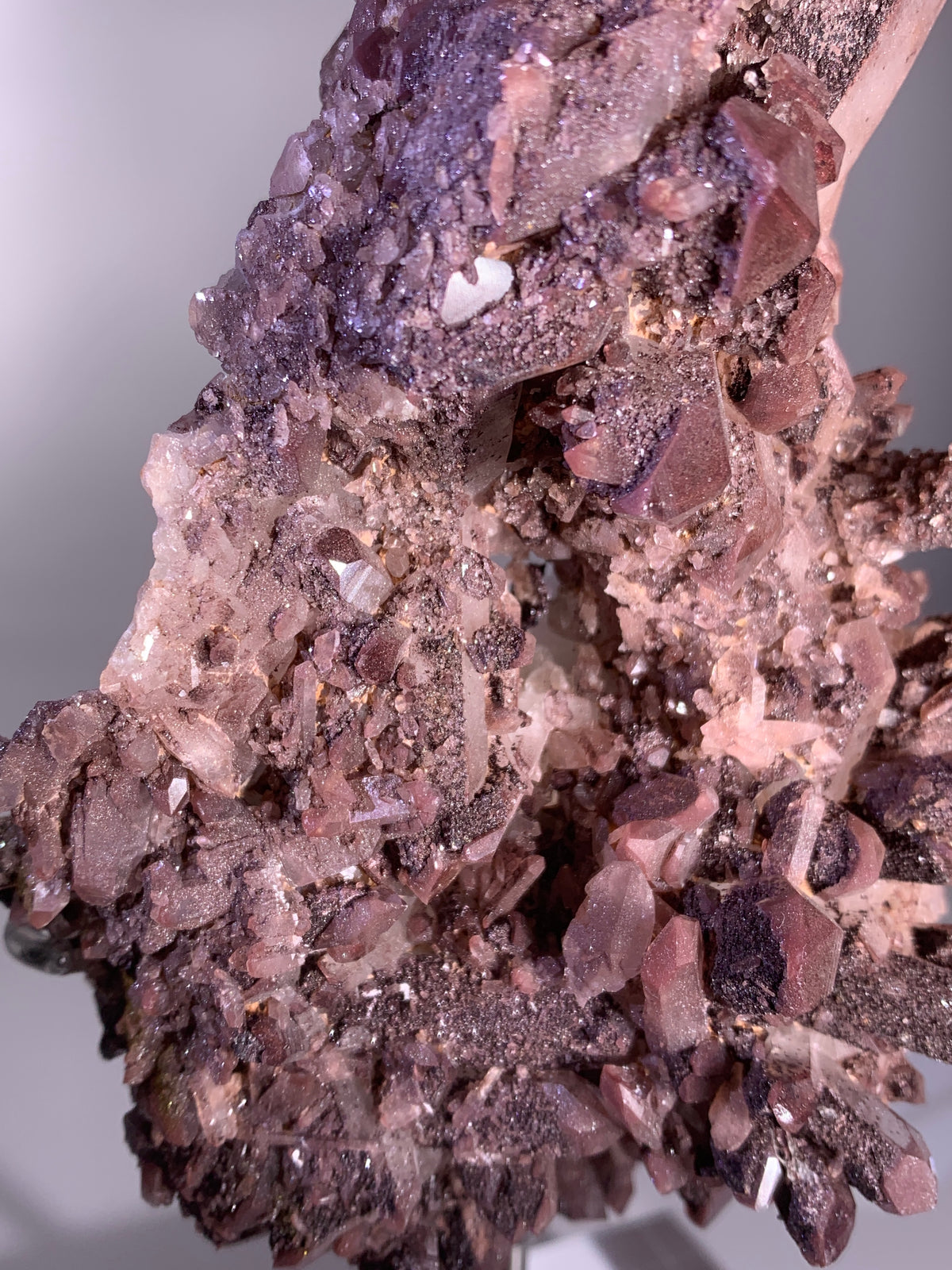 Sparkling Pink & Purple Hematite-Coated Quartz Cluster | Rare Collector’s Mineral Specimen