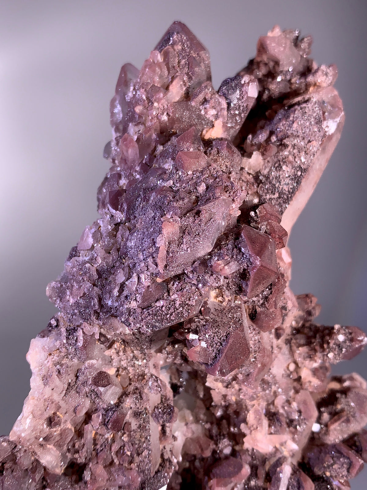 Sparkling Pink & Purple Hematite-Coated Quartz Cluster | Rare Collector’s Mineral Specimen