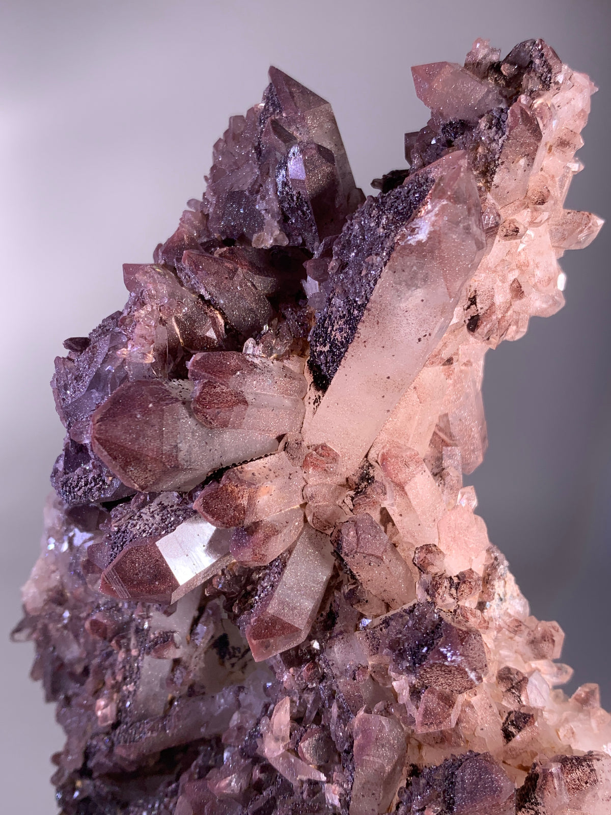 Sparkling Pink & Purple Hematite-Coated Quartz Cluster | Rare Collector’s Mineral Specimen