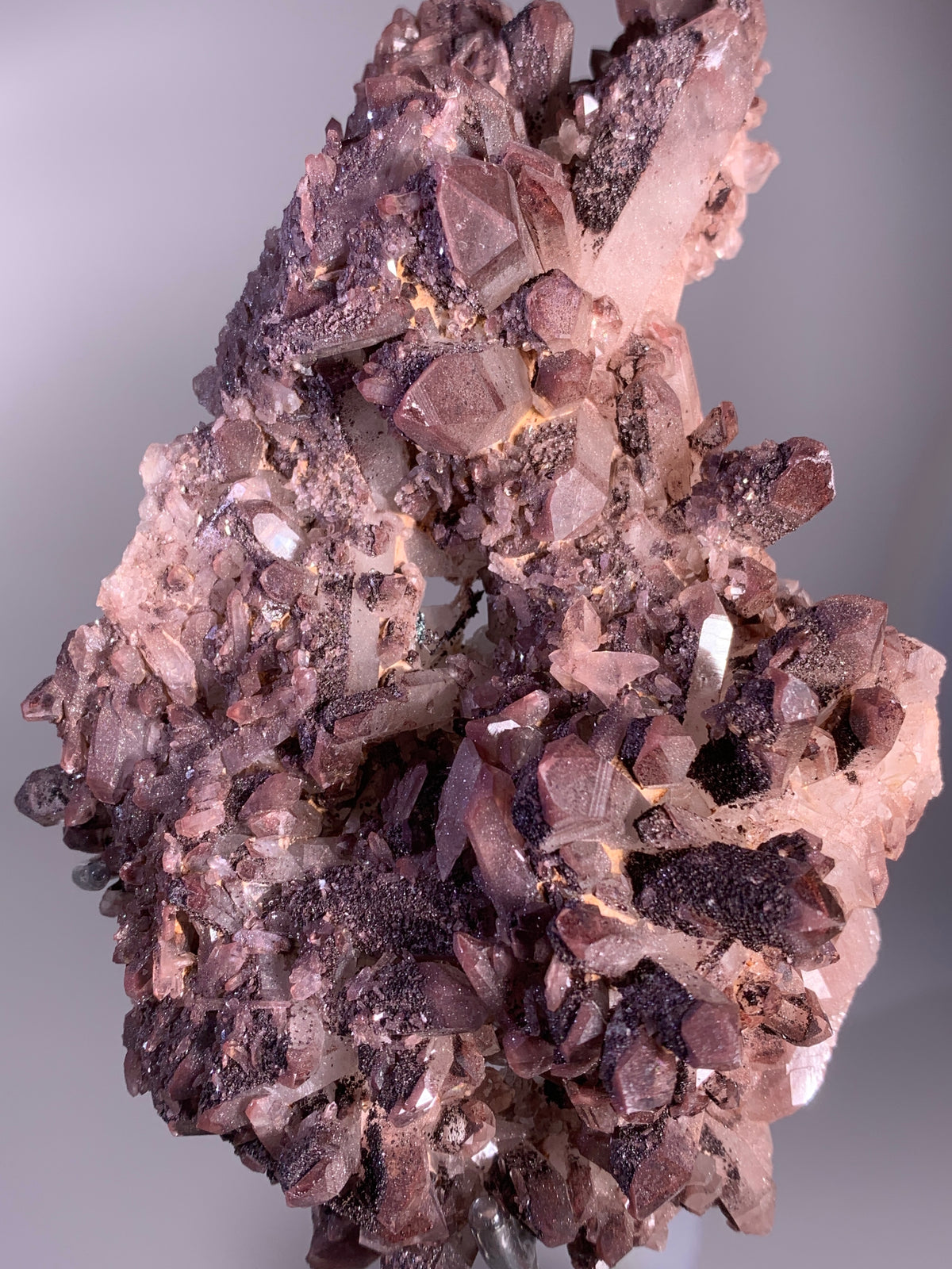 Sparkling Pink & Purple Hematite-Coated Quartz Cluster | Rare Collector’s Mineral Specimen