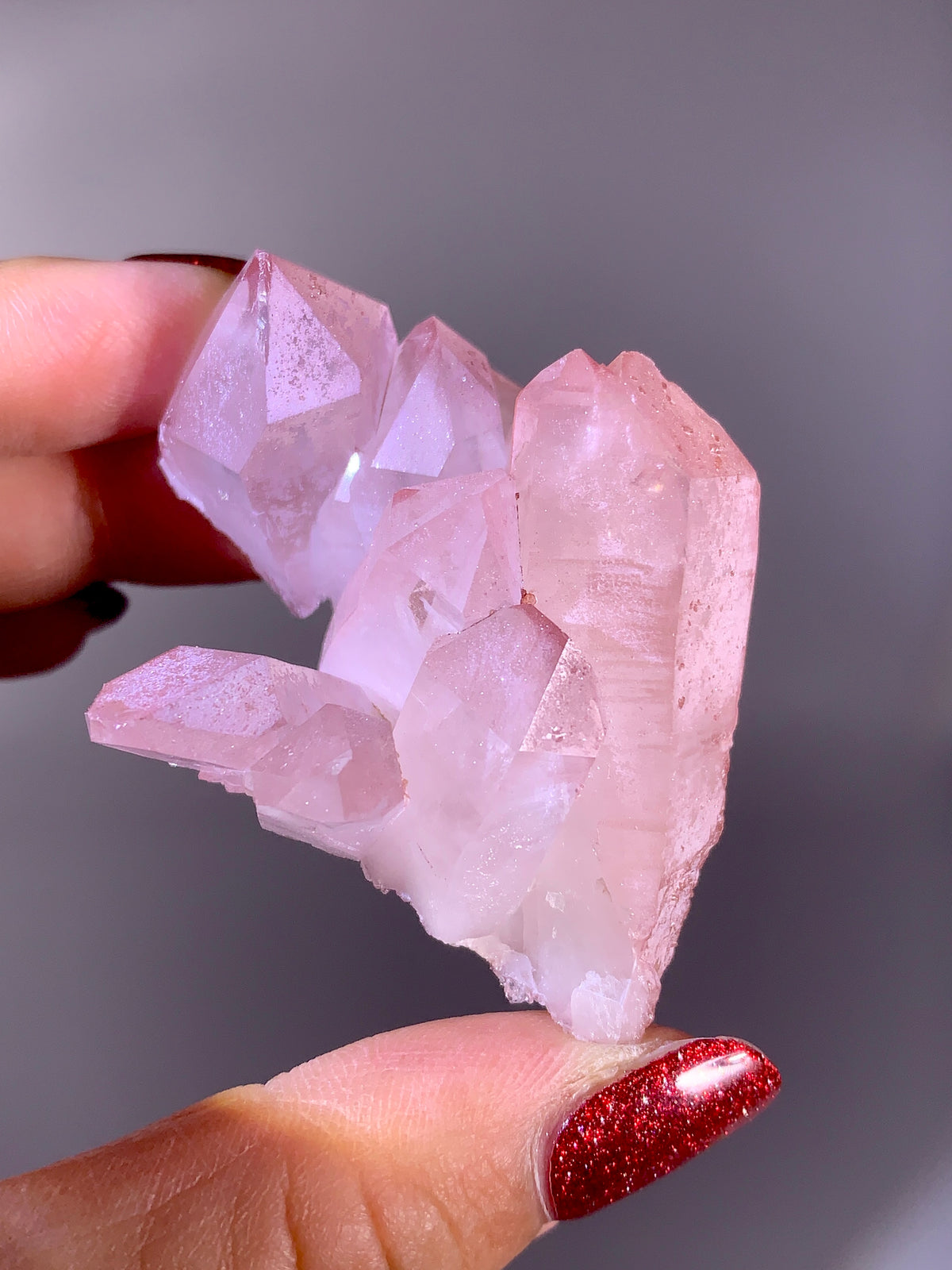 Sparkling Pink Hematite-Coated Garden Quartz Cluster | Meigu Mine Collector’s Mineral Specimen
