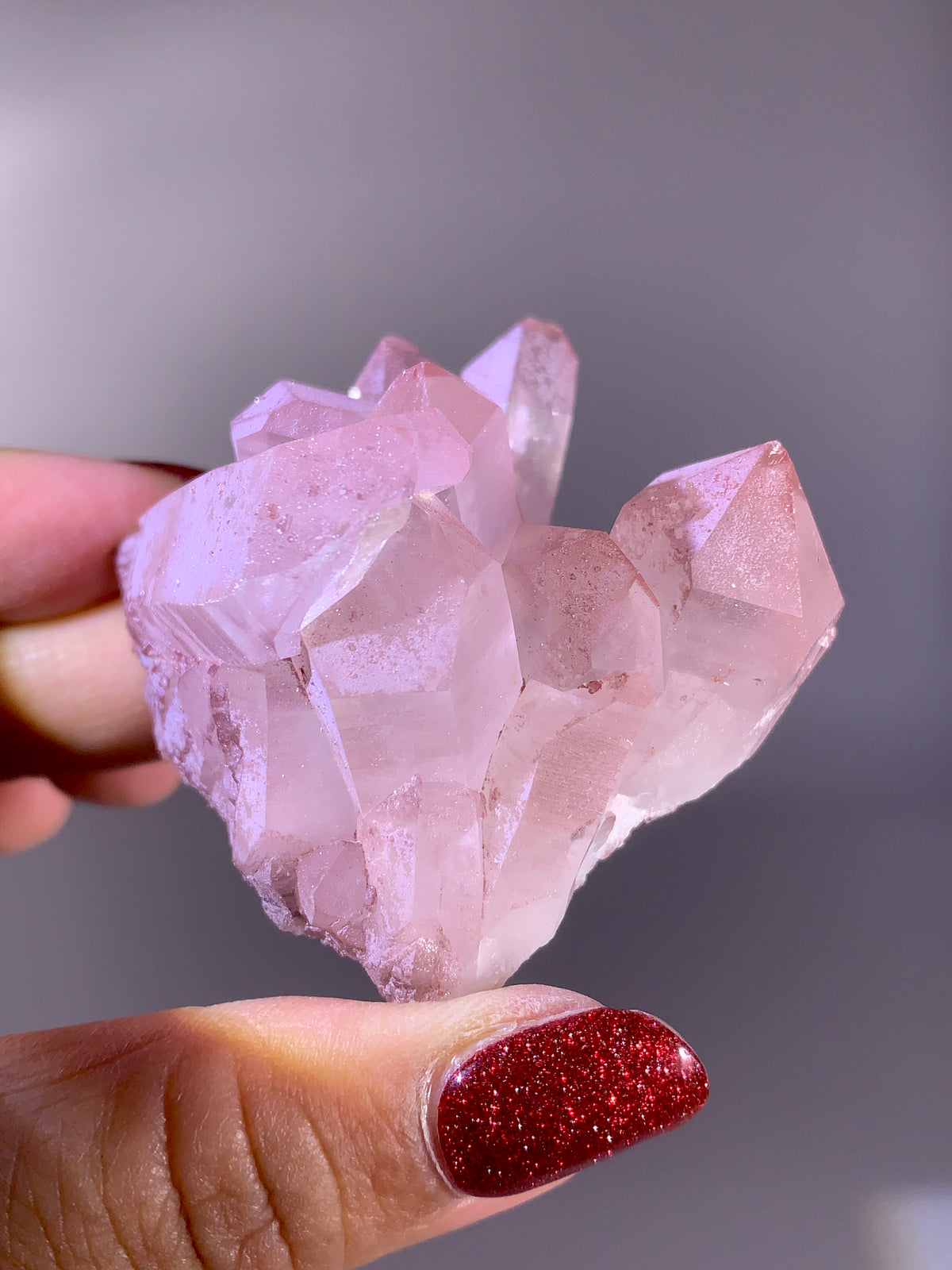 Sparkling Pink Hematite-Coated Garden Quartz Cluster | Meigu Mine Collector’s Mineral Specimen