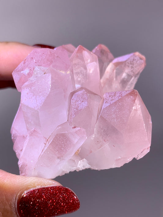Sparkling Pink Hematite-Coated Garden Quartz Cluster | Meigu Mine Collector’s Mineral Specimen