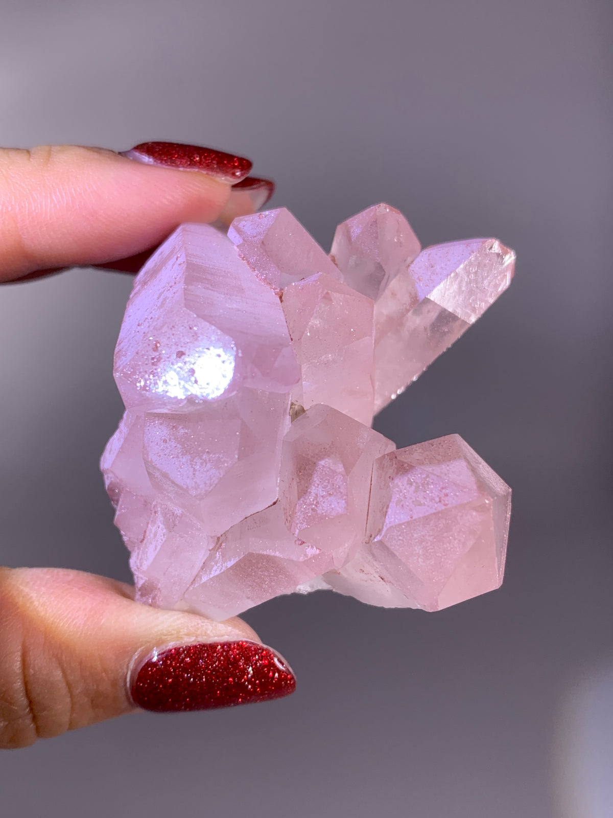 Sparkling Pink Hematite-Coated Garden Quartz Cluster | Meigu Mine Collector’s Mineral Specimen