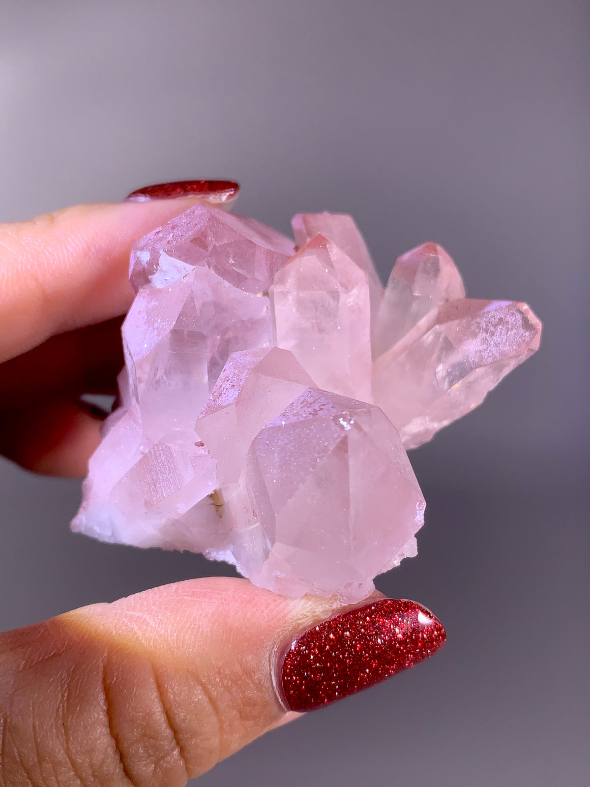 Sparkling Pink Hematite-Coated Garden Quartz Cluster | Meigu Mine Collector’s Mineral Specimen