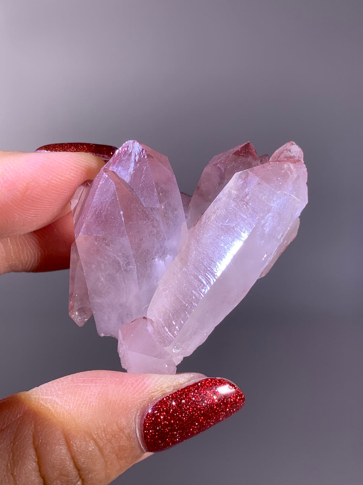 Sparkling Pink Hematite-Coated Garden Quartz Cluster | Meigu Mine Collector’s Mineral Specimen