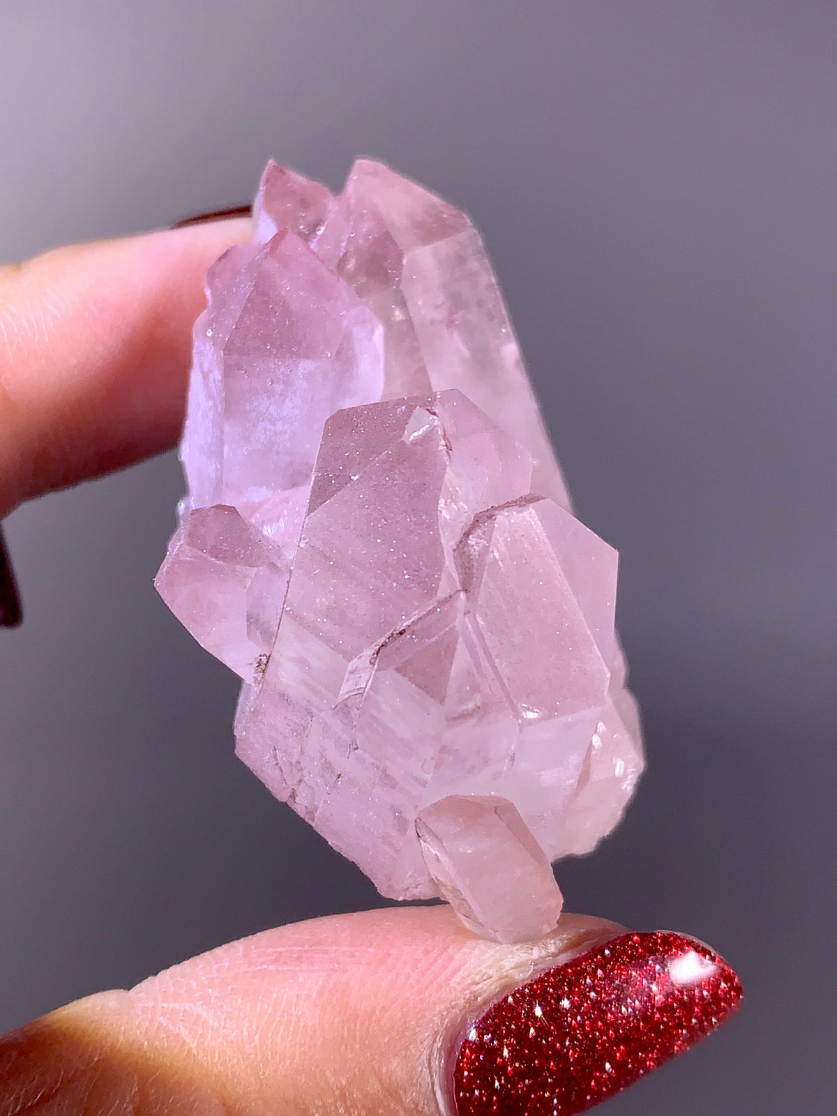 Sparkling Pink Hematite-Coated Garden Quartz Cluster | Meigu Mine Collector’s Mineral Specimen