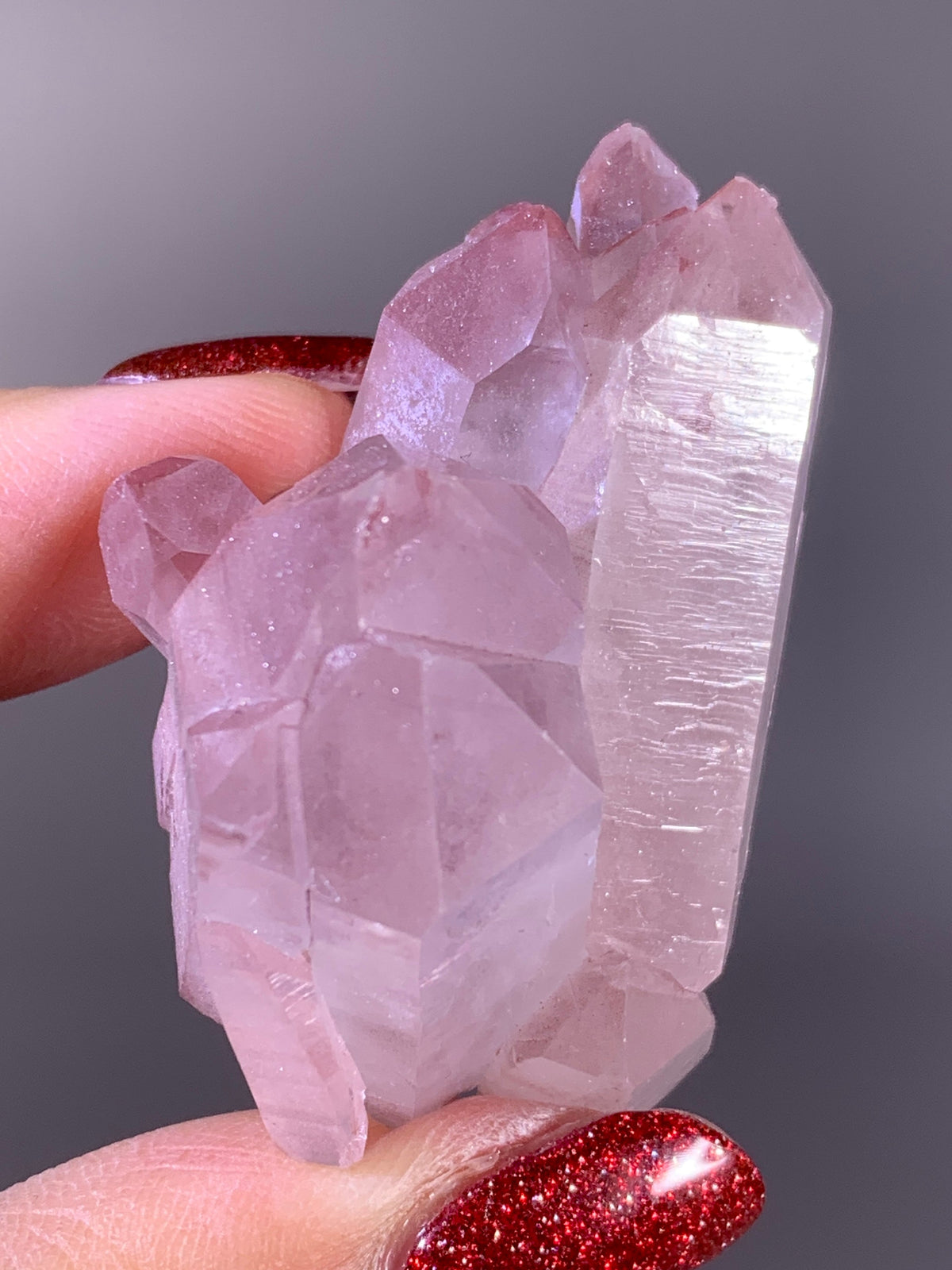 Sparkling Pink Hematite-Coated Garden Quartz Cluster | Meigu Mine Collector’s Mineral Specimen
