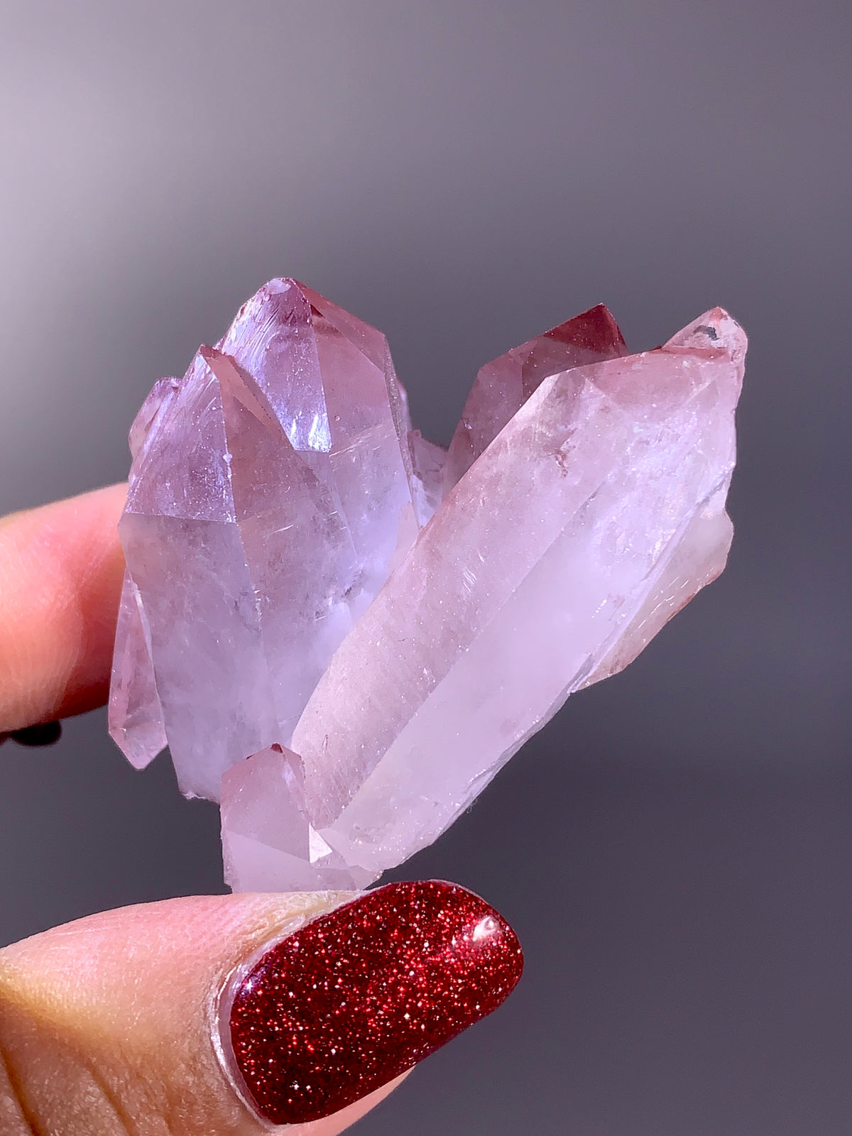 Sparkling Pink Hematite-Coated Garden Quartz Cluster | Meigu Mine Collector’s Mineral Specimen
