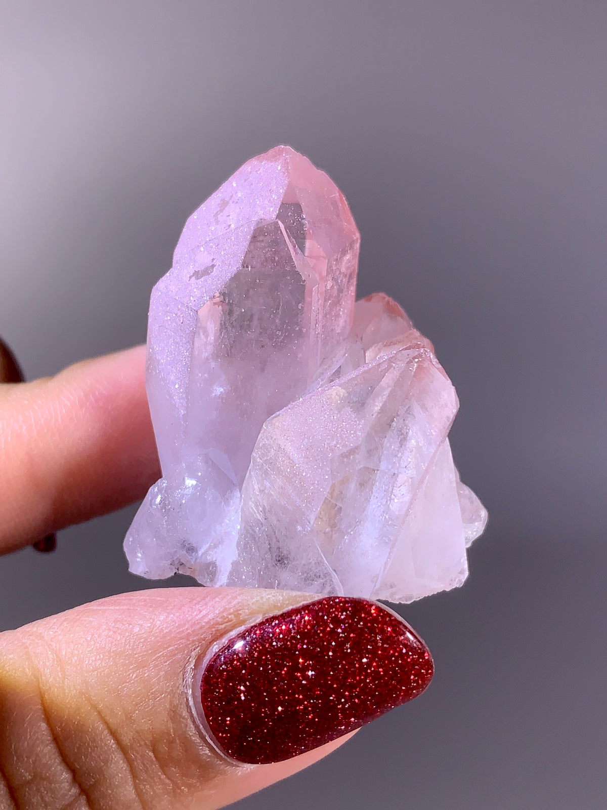 Sparkling Pink Hematite-Coated Garden Quartz Cluster | Meigu Mine Collector’s Mineral Specimen
