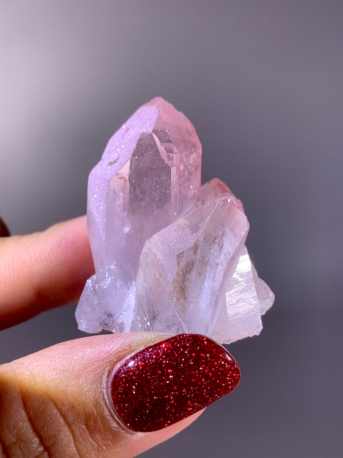 Sparkling Pink Hematite-Coated Garden Quartz Cluster | Meigu Mine Collector’s Mineral Specimen