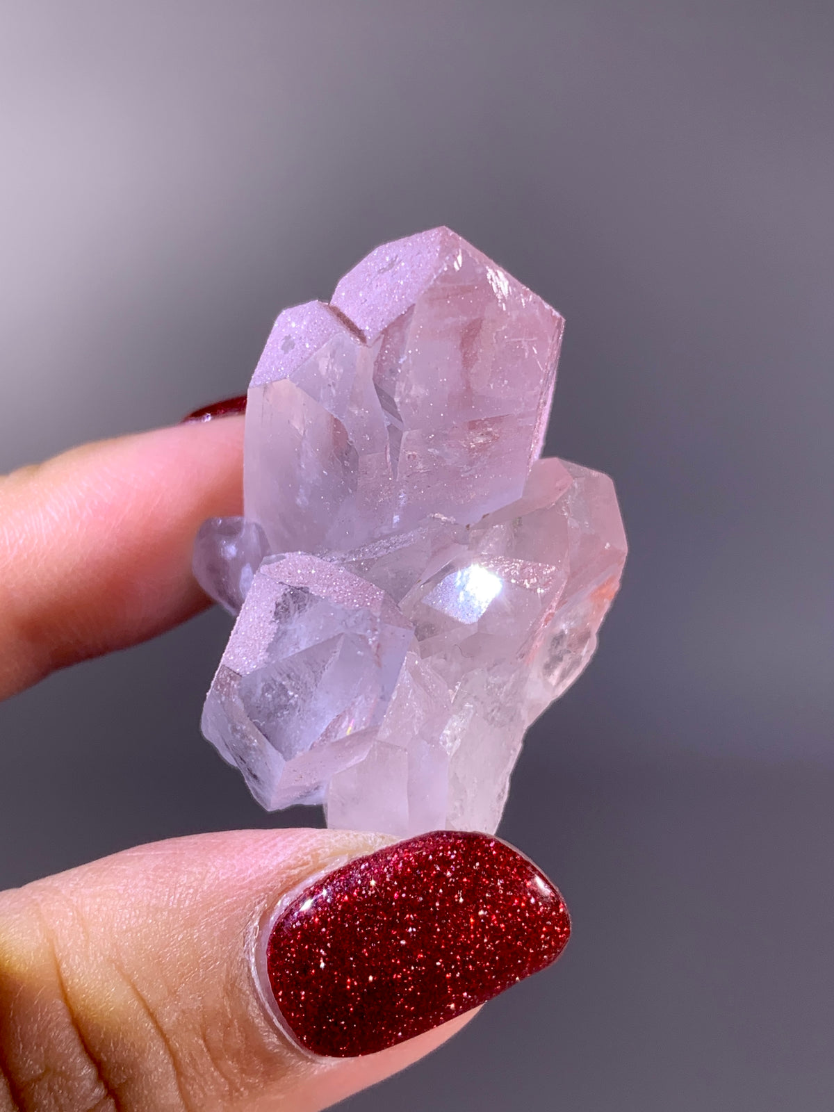 Sparkling Pink Hematite-Coated Garden Quartz Cluster | Meigu Mine Collector’s Mineral Specimen