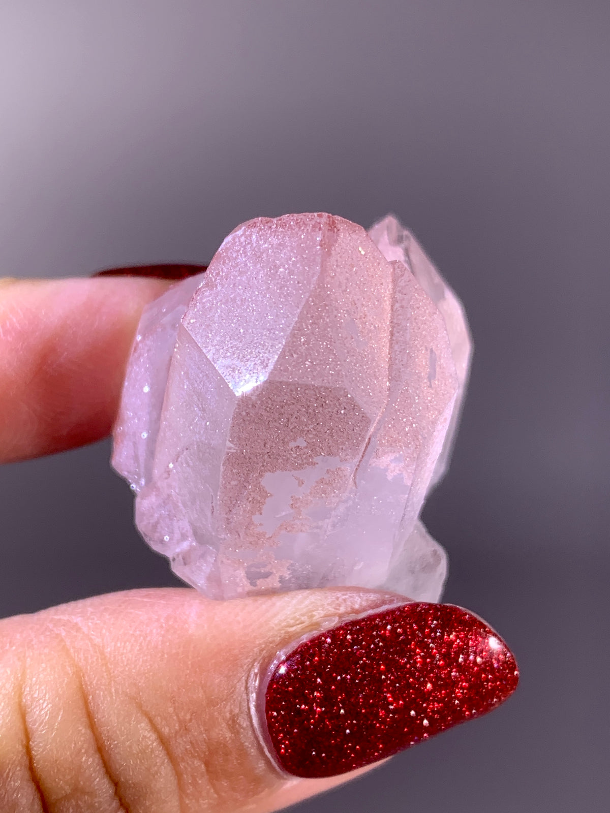 Sparkling Pink Hematite-Coated Garden Quartz Cluster | Meigu Mine Collector’s Mineral Specimen