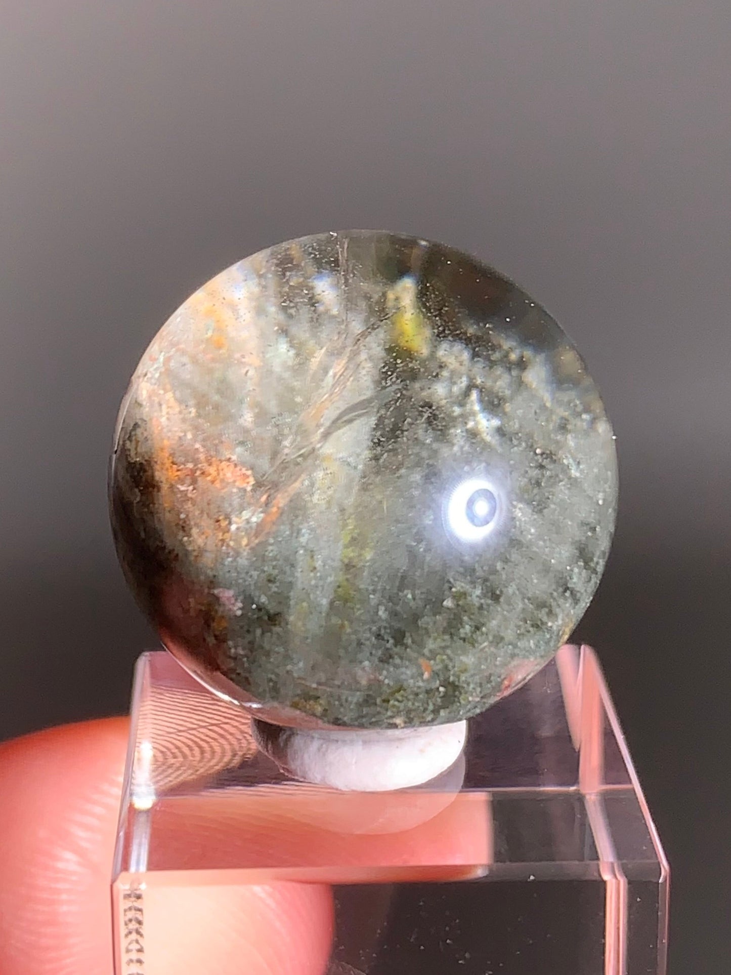 Garden Quartz Sphere from Zambia with Rainbow & Beautiful Internal Landscapes