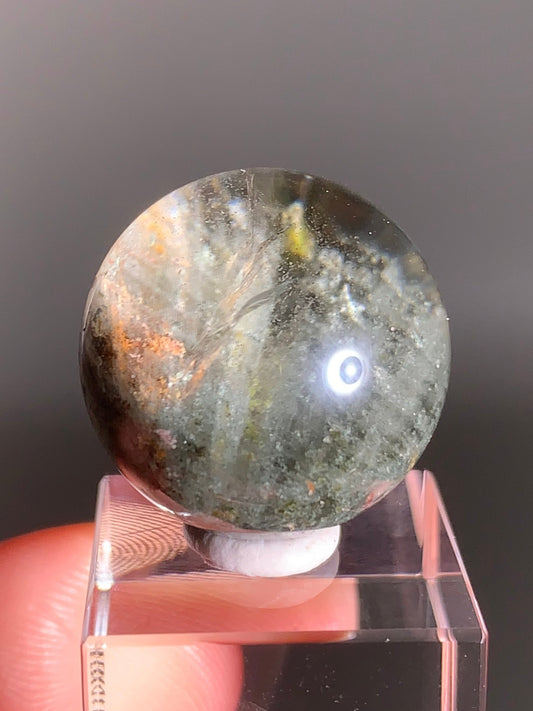 Garden Quartz Sphere from Zambia with Rainbow & Beautiful Internal Landscapes