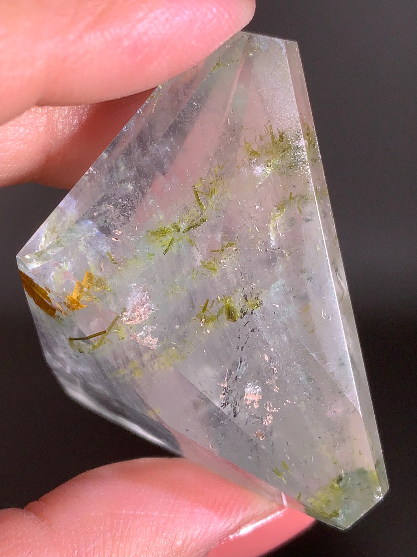 Green Amphibole Garden Quartz from Zambia with Epidote & Tourmaline Inclusions