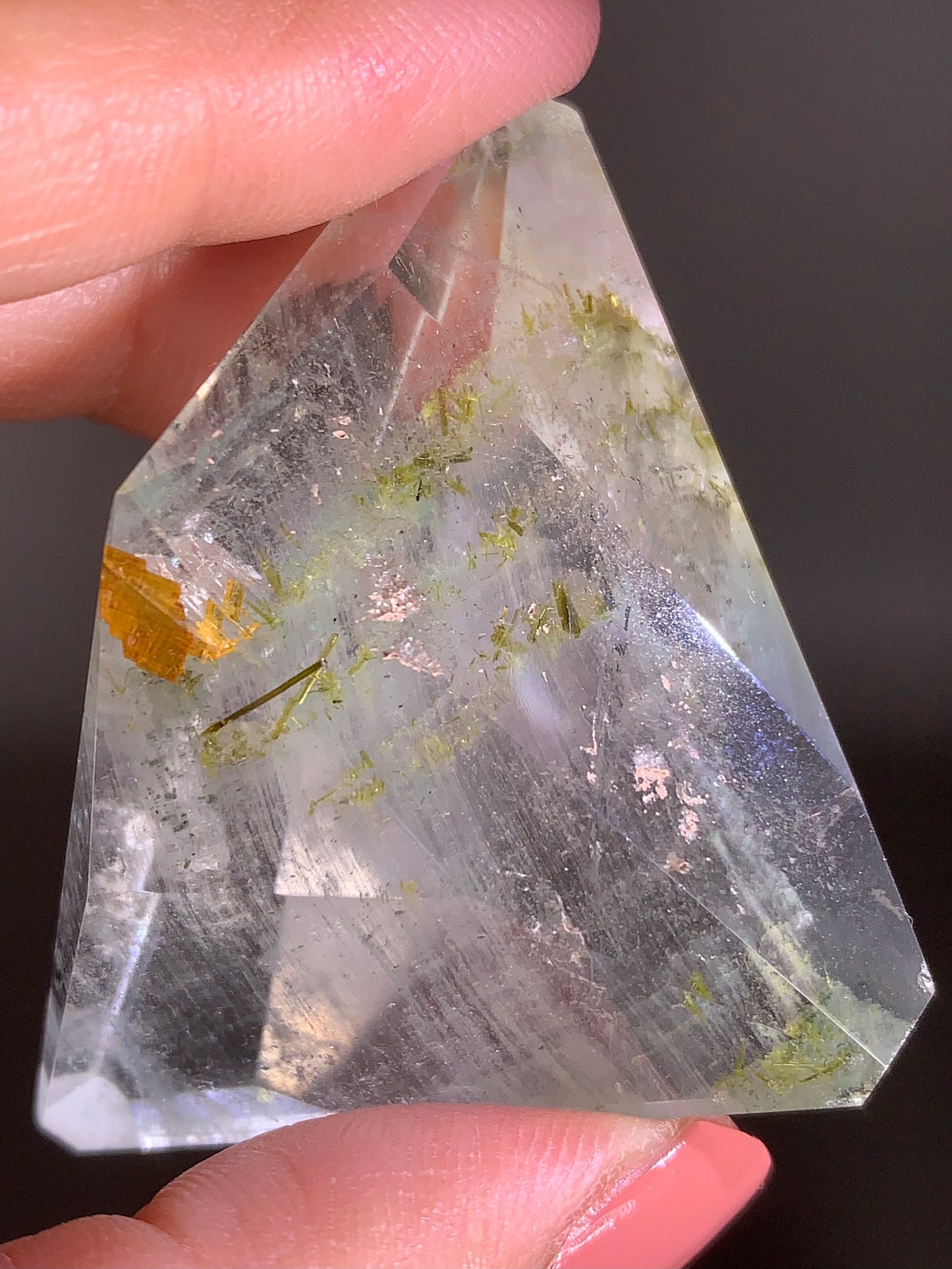 Green Amphibole Garden Quartz from Zambia with Epidote & Tourmaline Inclusions