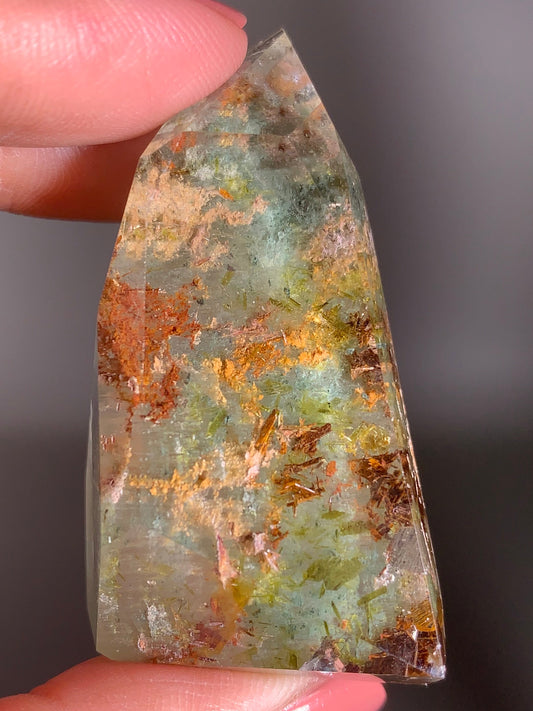 Green Amphibole Garden Quartz from Zambia with Epidote & Tourmaline Inclusions