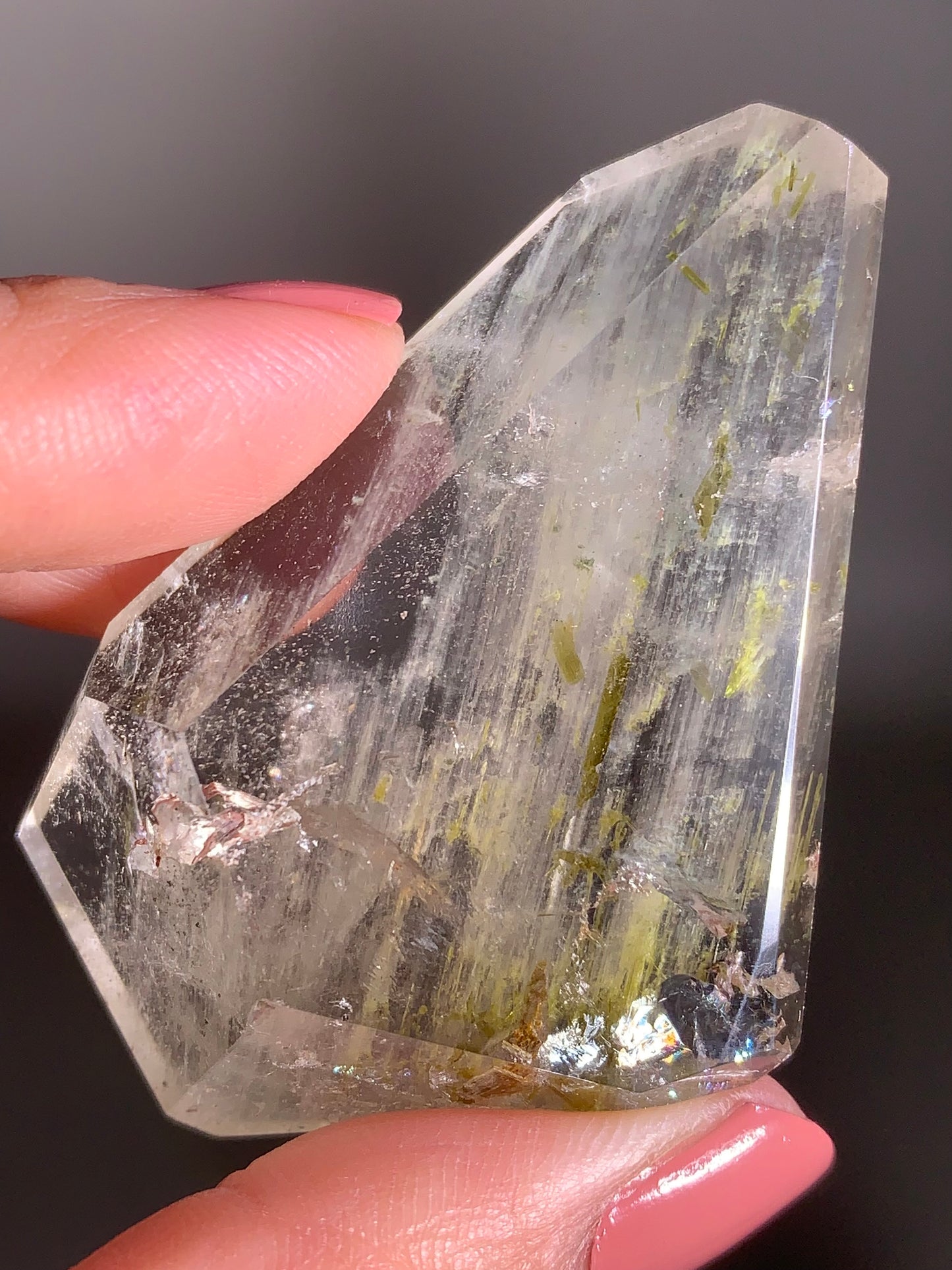 Green Amphibole Garden Quartz from Zambia with Epidote & Tourmaline Inclusions