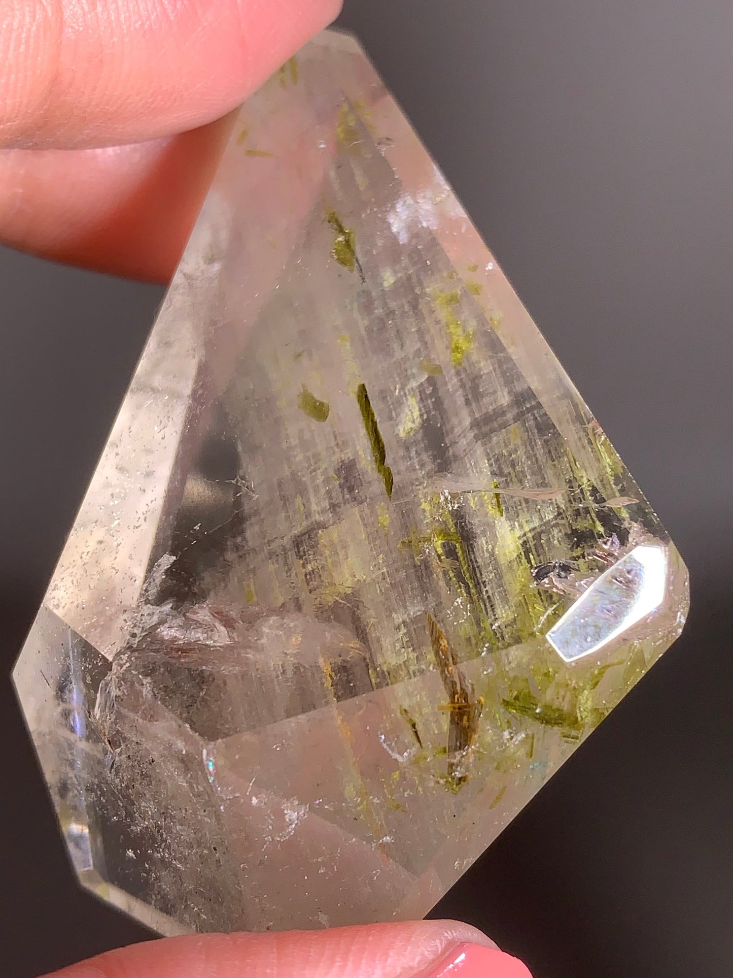 Green Amphibole Garden Quartz from Zambia with Epidote & Tourmaline Inclusions
