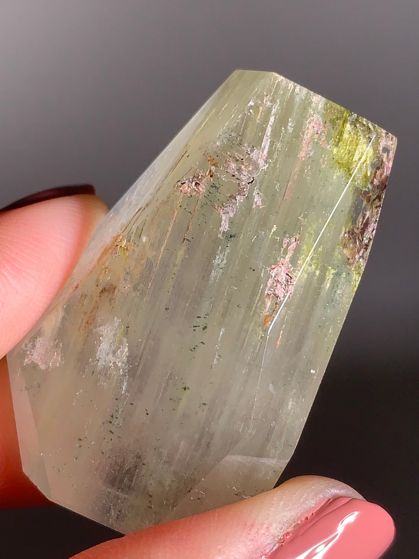 Green Amphibole Garden Quartz from Zambia with Epidote & Tourmaline Inclusions