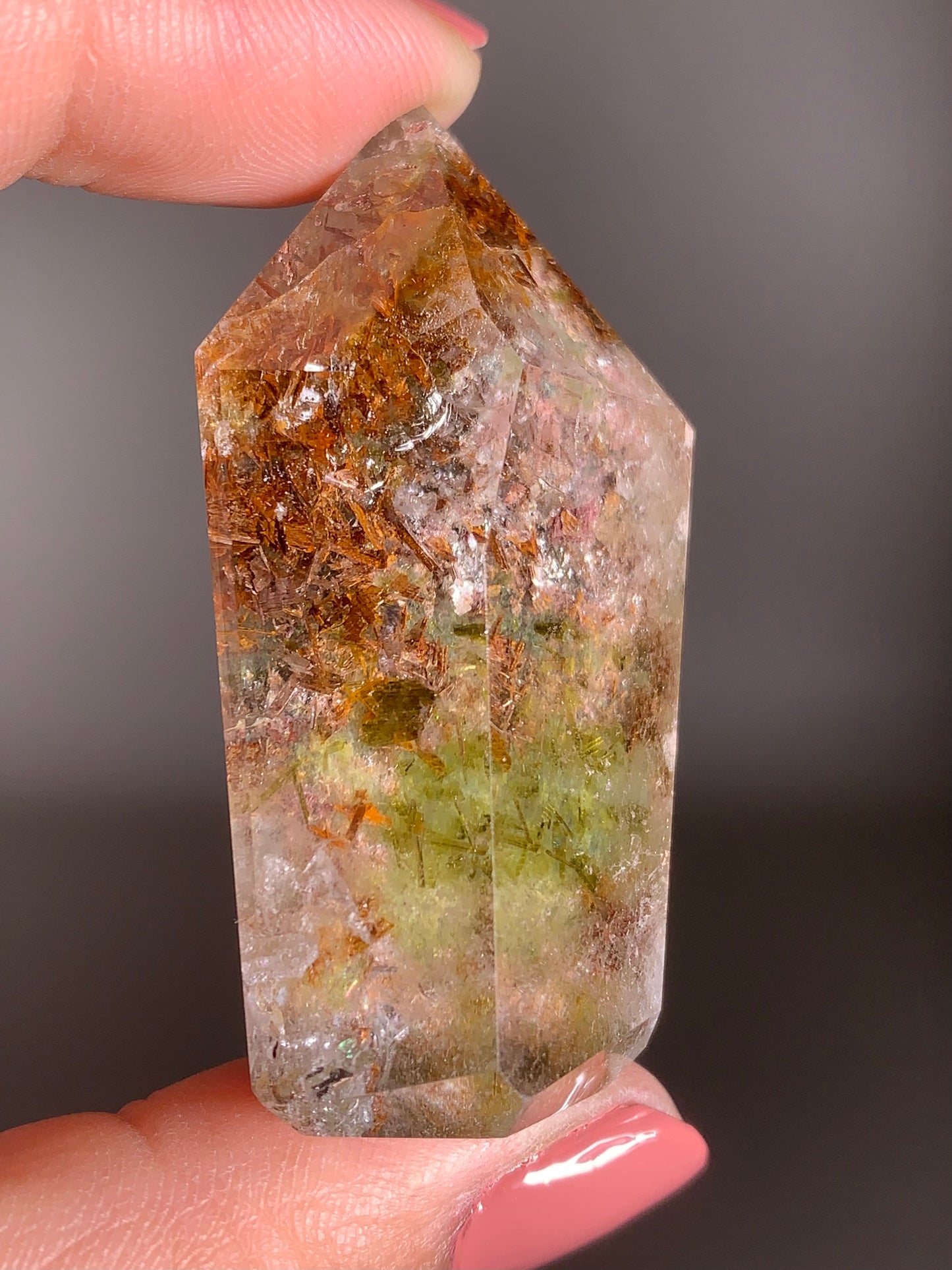 Green Amphibole Garden Quartz from Zambia with Epidote & Tourmaline Inclusions