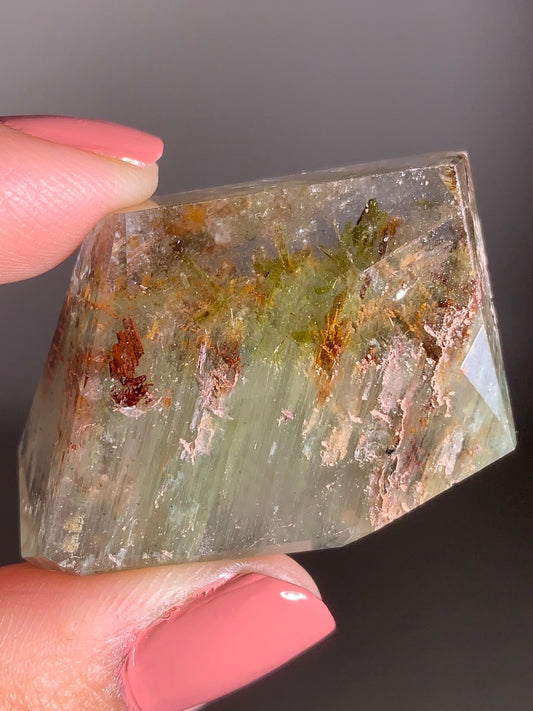Green Amphibole Garden Quartz from Zambia with Epidote & Tourmaline Inclusions