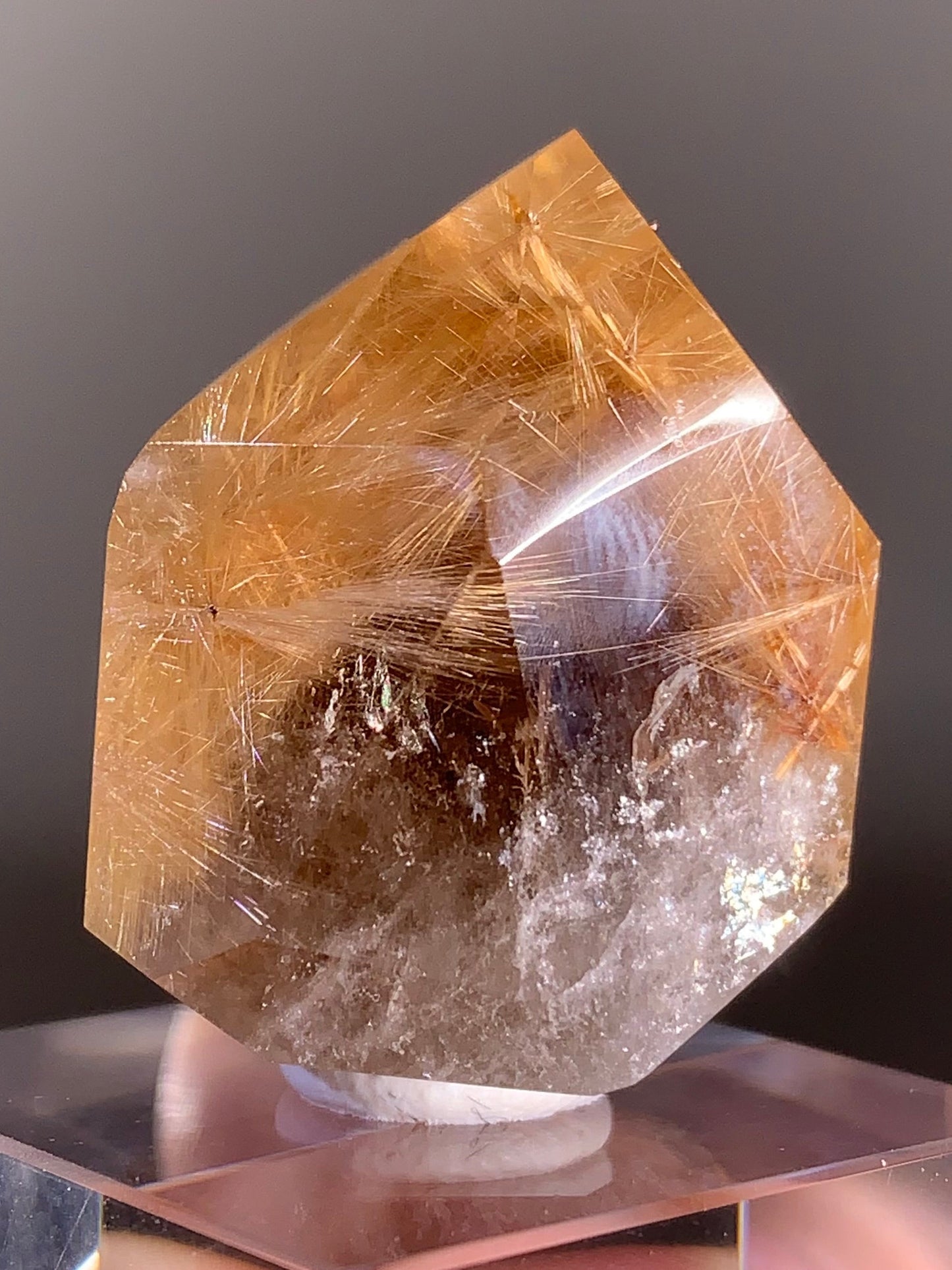 Gold Rutile Polished Quartz Cluster from Brazil