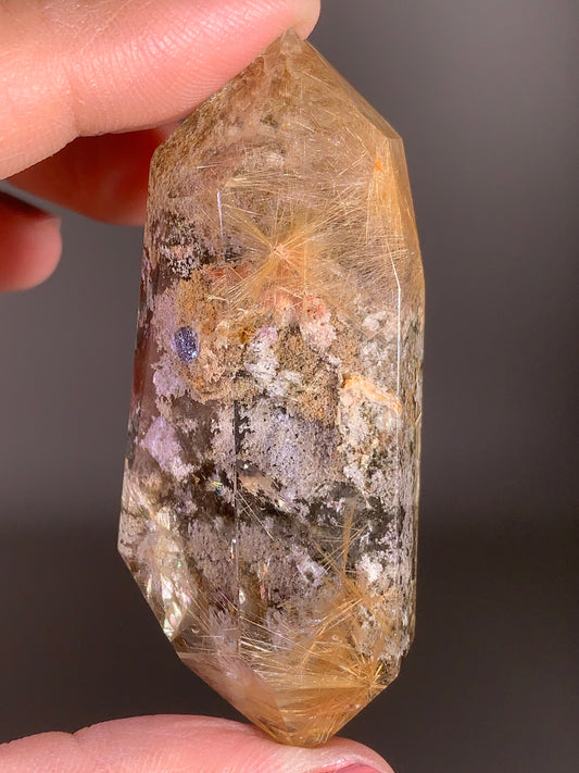 Collector’s Piece Double-Terminated Gold Rutile Flower Quartz with Garden Inclusions from Brazil