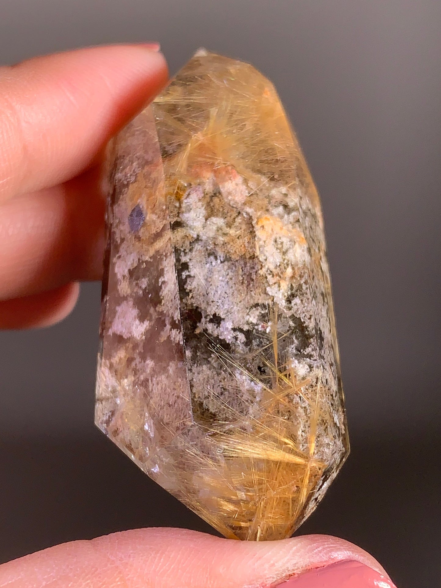 Collector’s Piece Double-Terminated Gold Rutile Flower Quartz with Garden Inclusions from Brazil