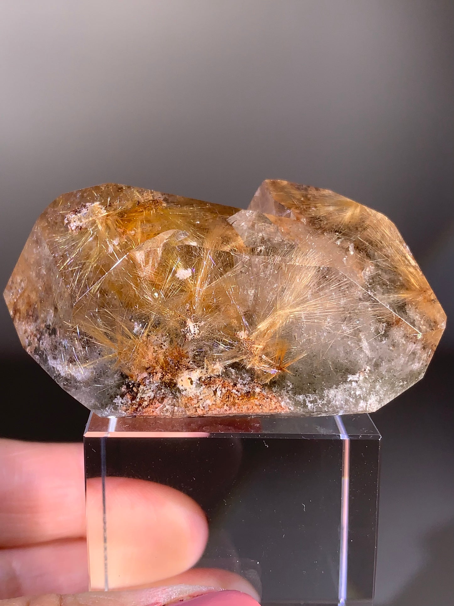 Collector's pieaceCollector’s Piece Gold Flower Rutile Quartz Polished Freeform with Garden Inclusions from Brazil