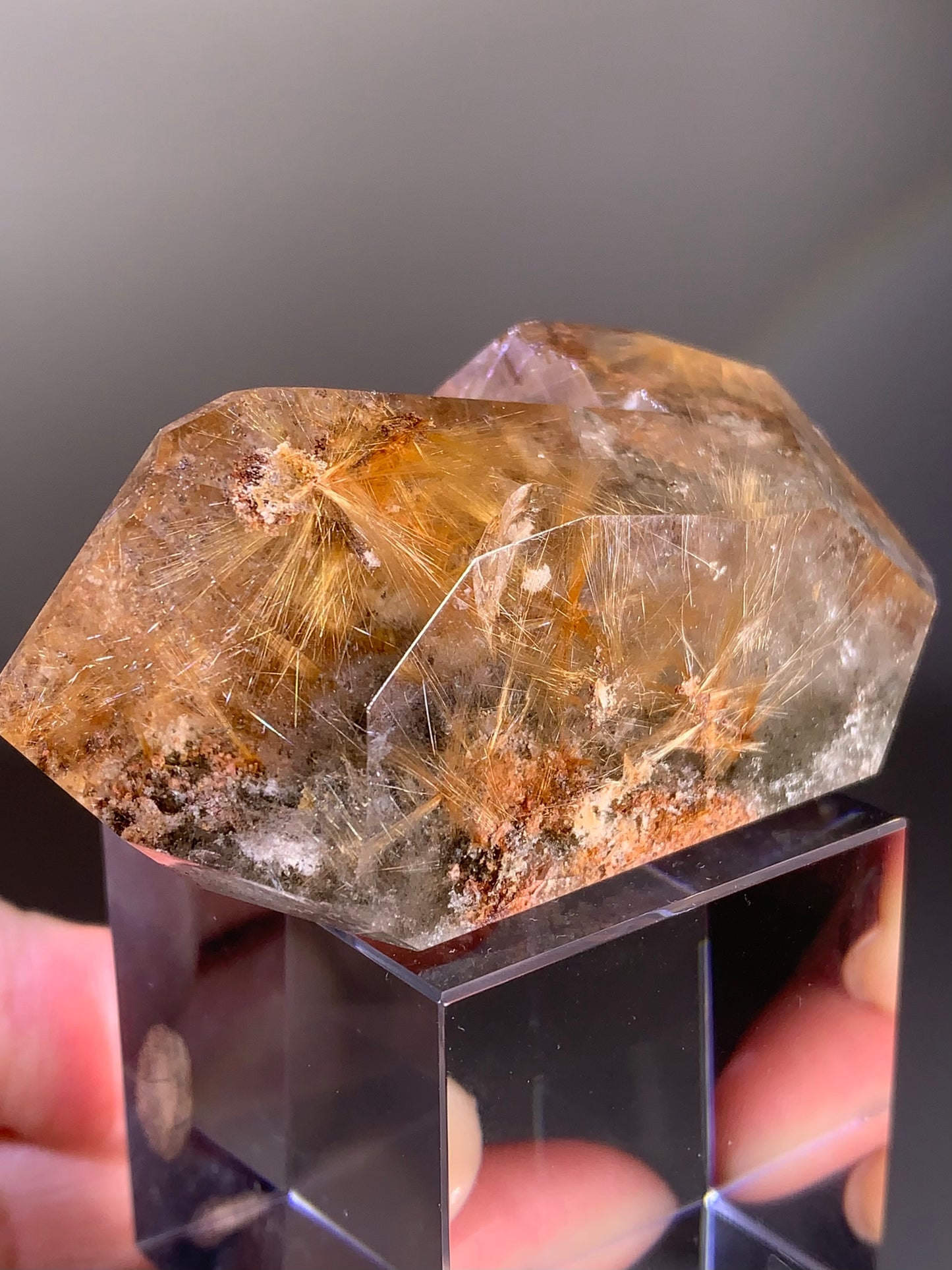 Collector's pieaceCollector’s Piece Gold Flower Rutile Quartz Polished Freeform with Garden Inclusions from Brazil