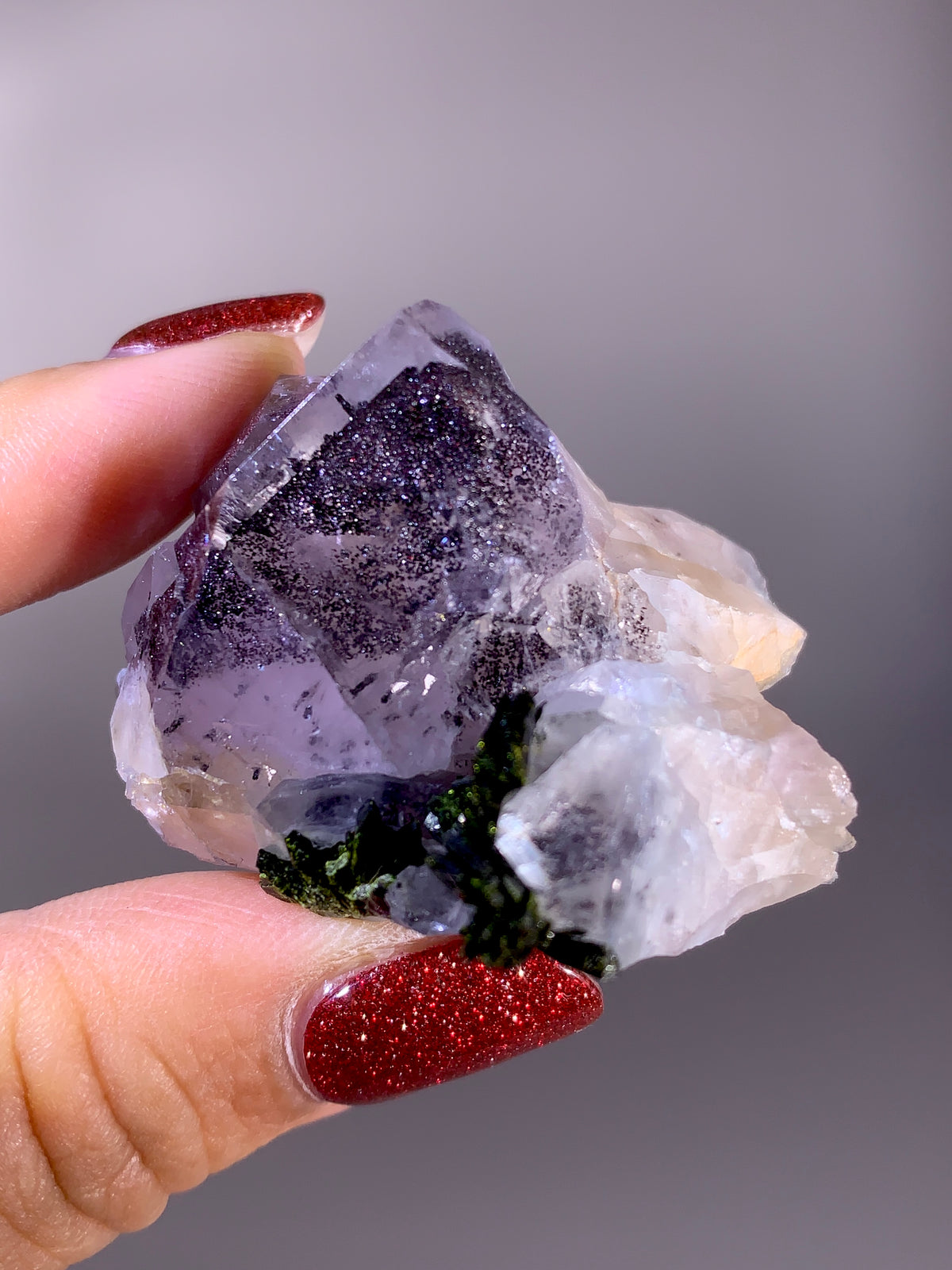 Sparkling Black Hematite Phantom Garden Quartz | Meigu Mine, Sichuan, China