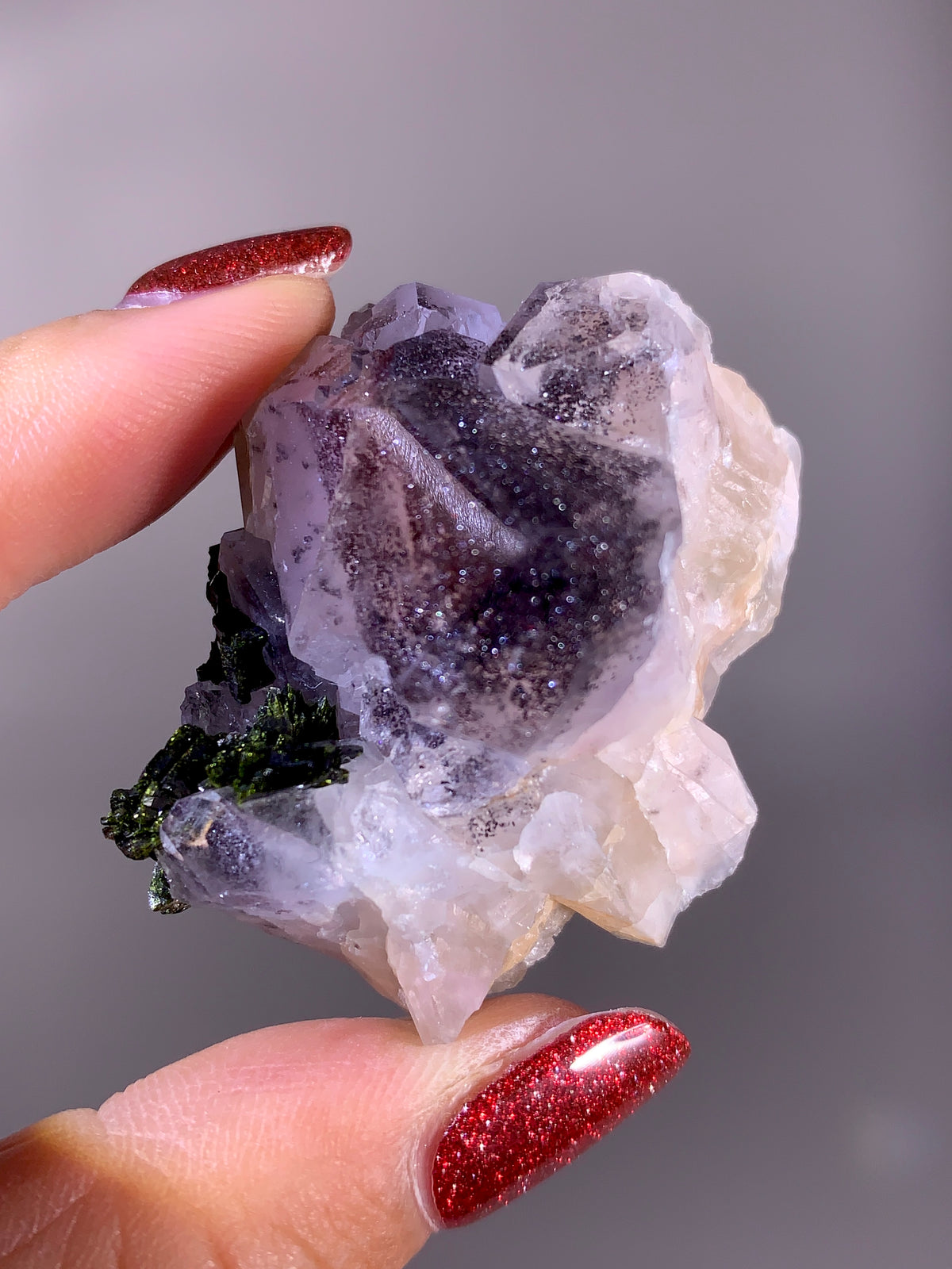 Sparkling Black Hematite Phantom Garden Quartz | Meigu Mine, Sichuan, China