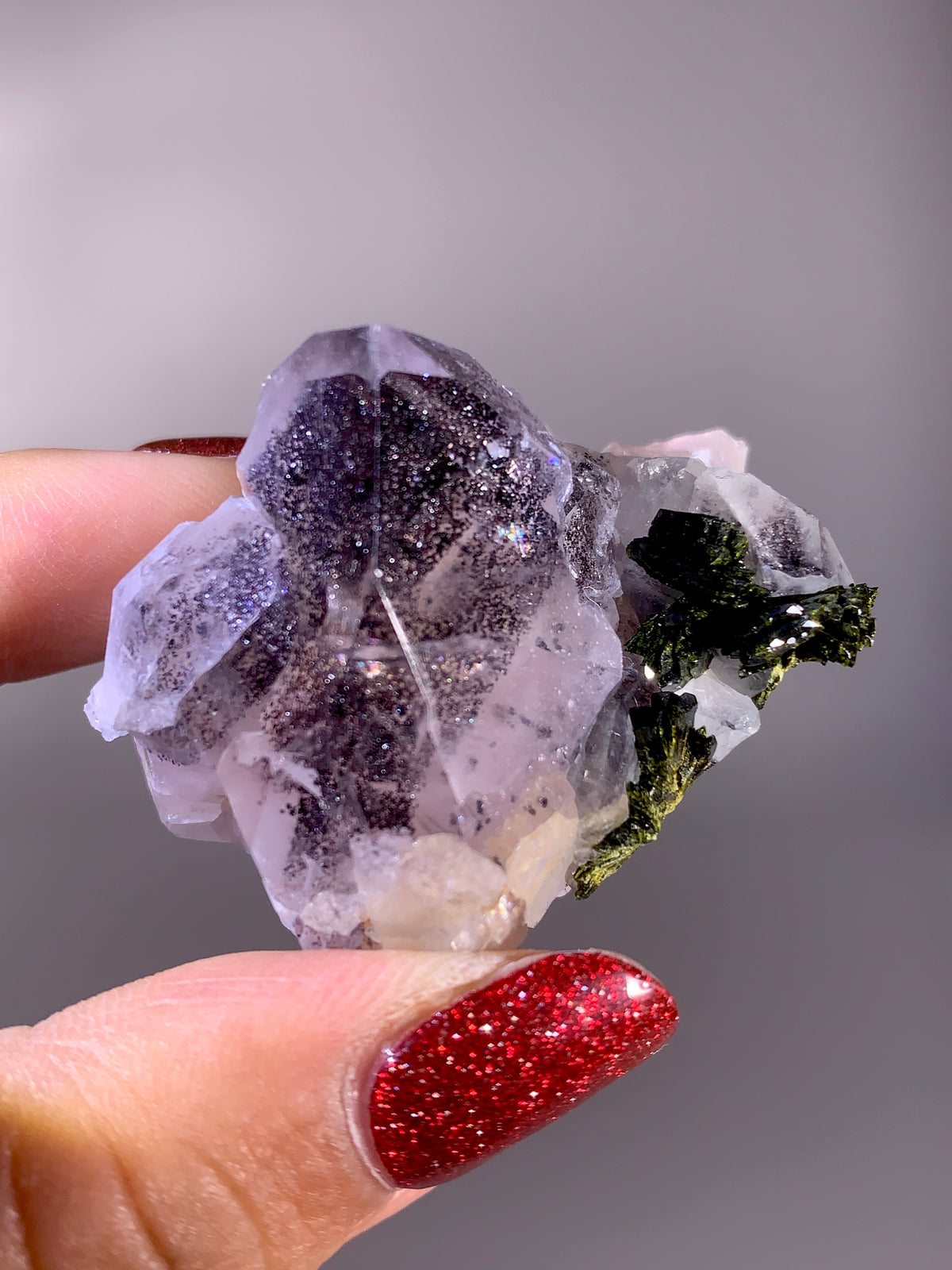 Sparkling Black Hematite Phantom Garden Quartz | Meigu Mine, Sichuan, China