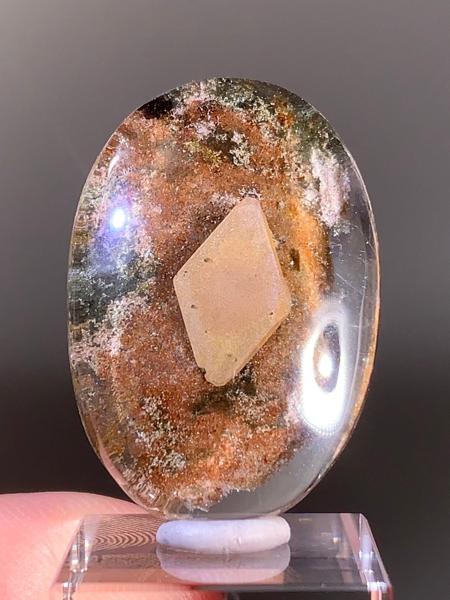Unique Diamond-Shaped Mica with Garden Quartz Polished Pocket Stone